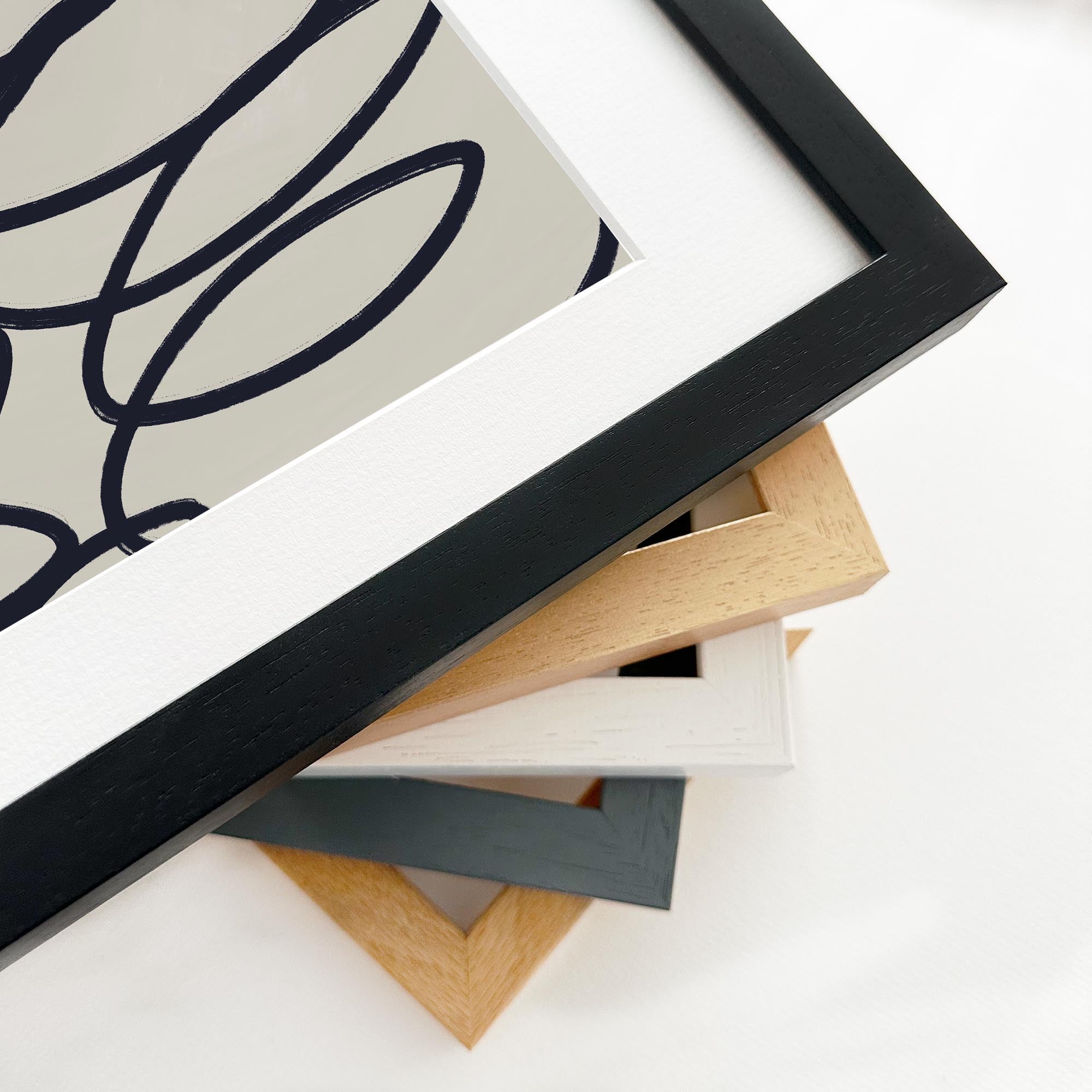 Curved Black Lines II Framed Art