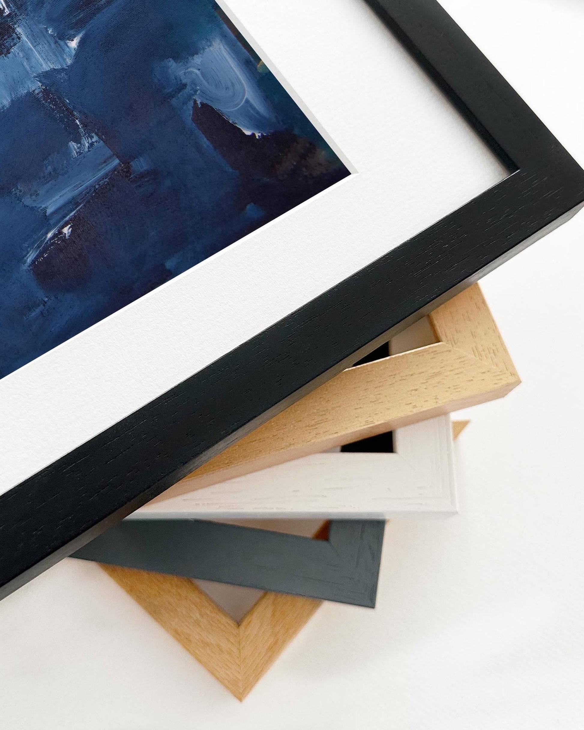 Collection of various picture frames on a white background