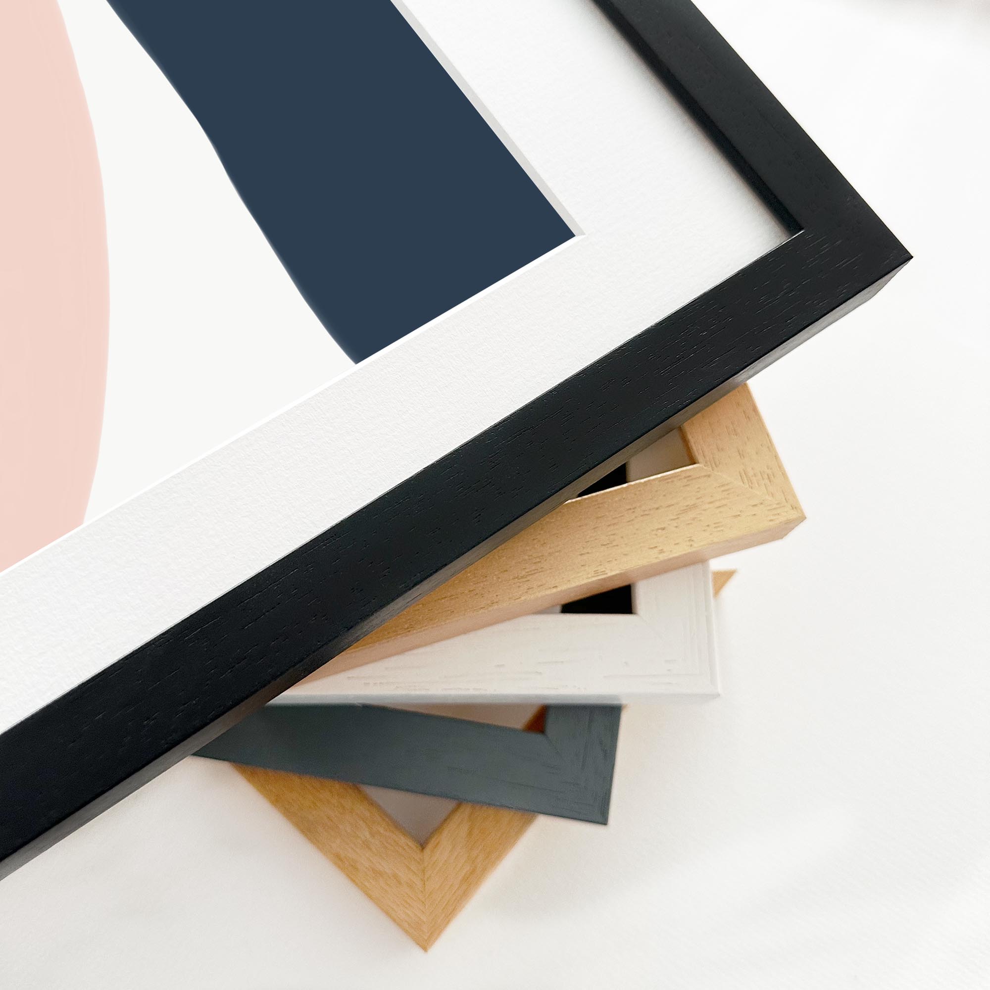 Navy And Pink Framed Art