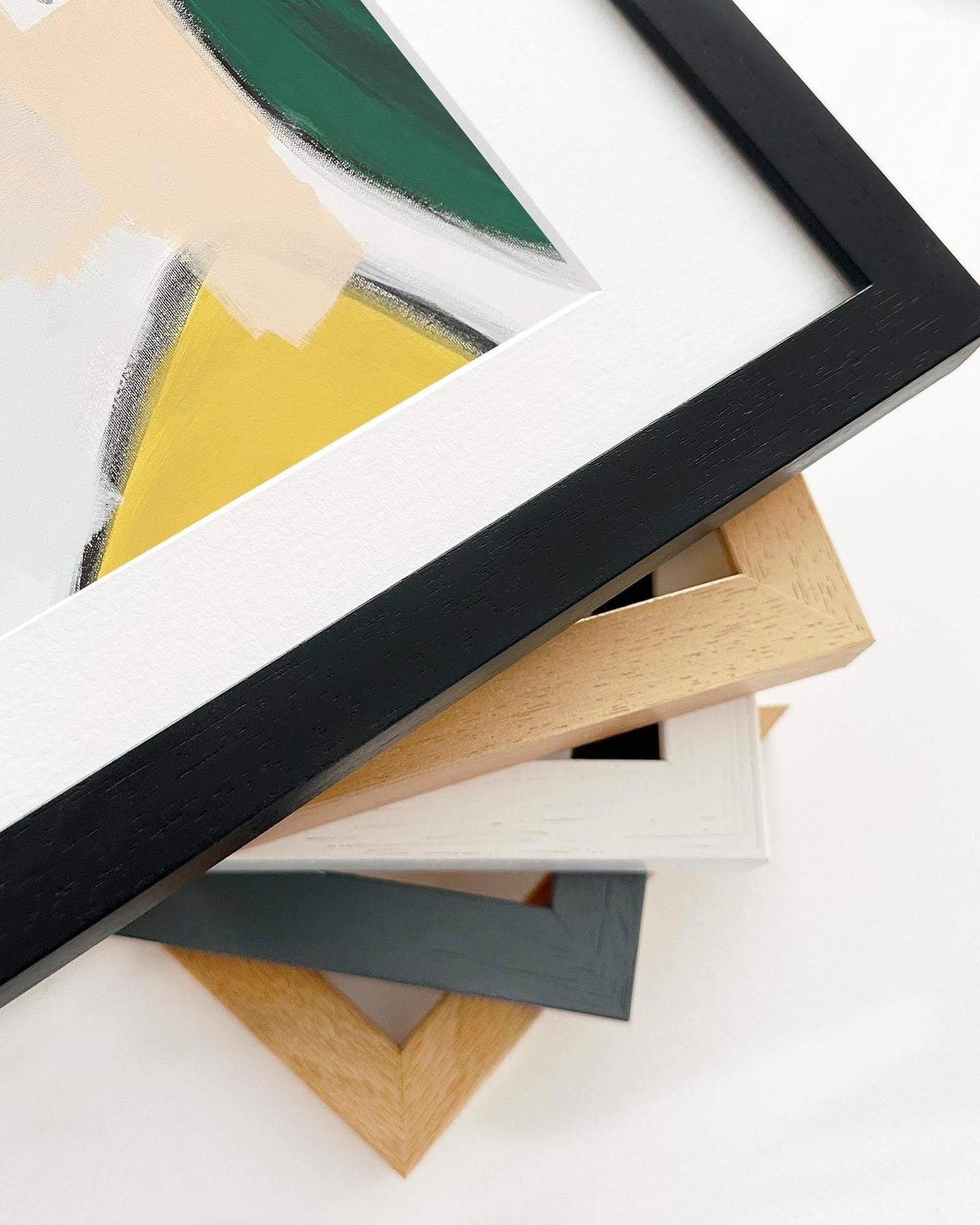 Collection of various photo frames on a white background