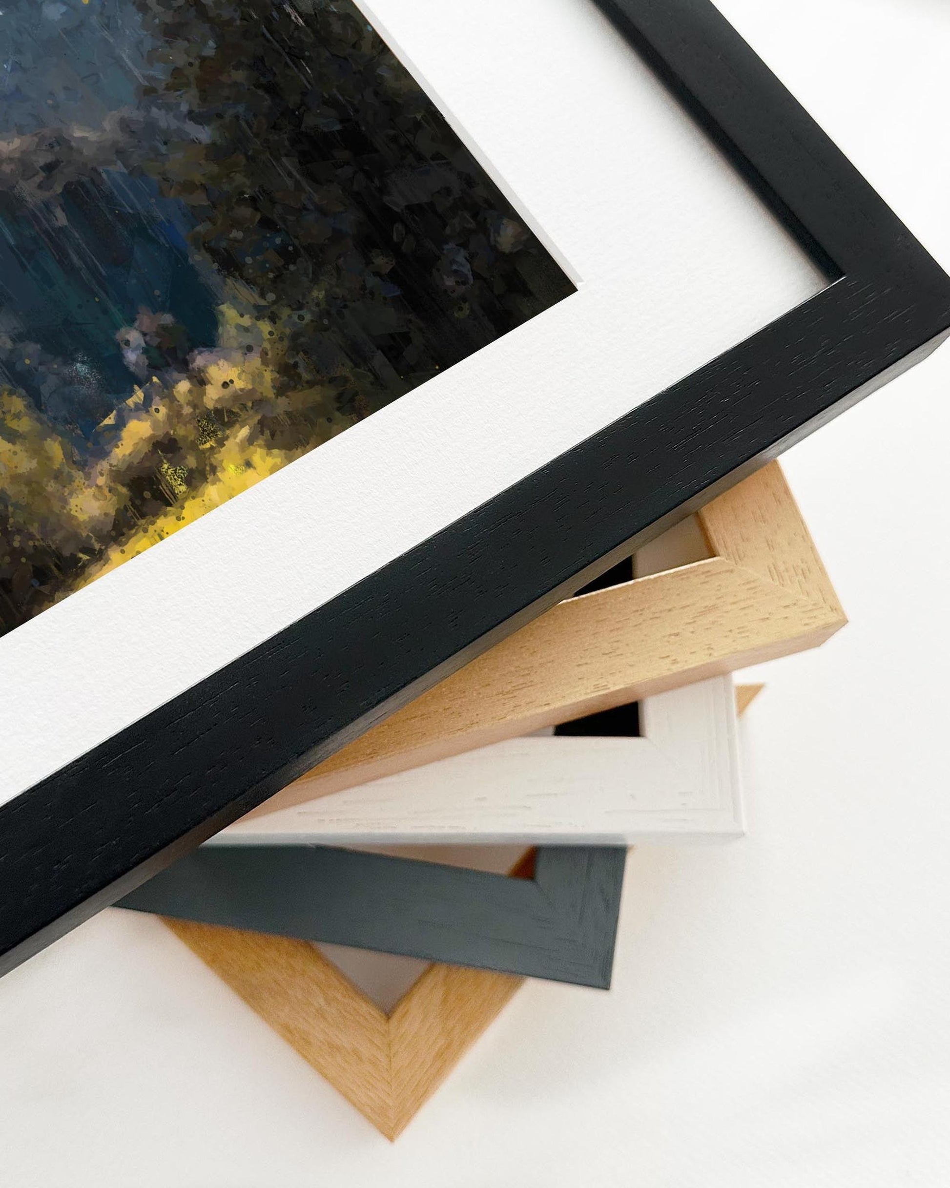 Collection of various photo frames on a white background