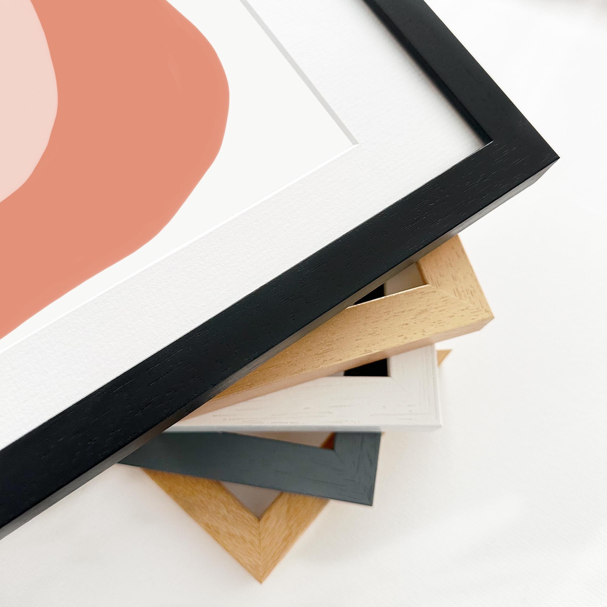 Peach Abstract Shapes Framed Art