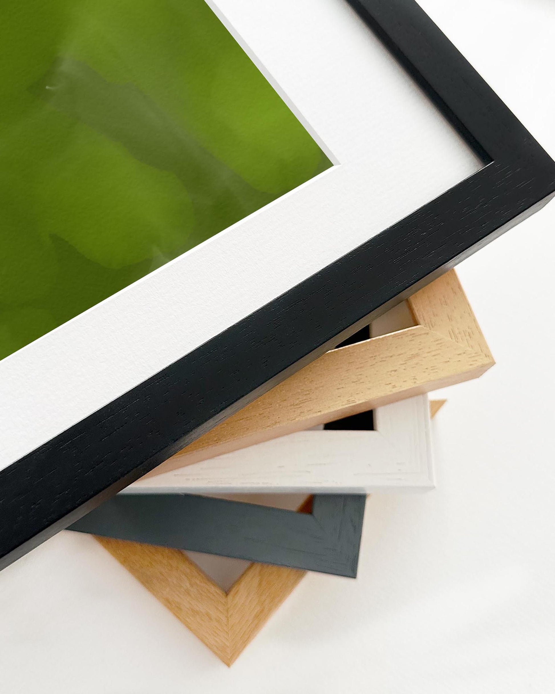 Collection of various photo frames on a white background