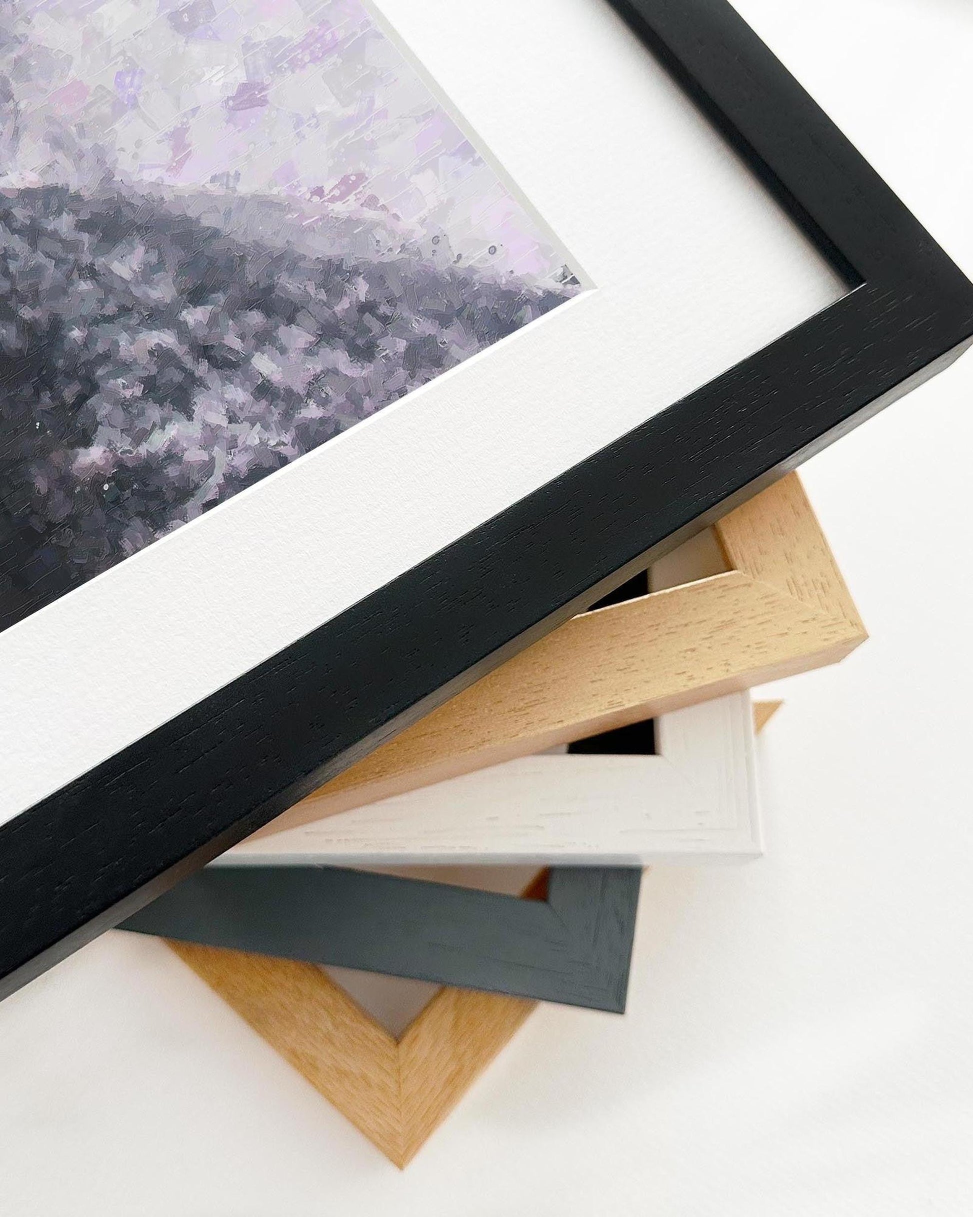 Collection of various photo frames on a white background