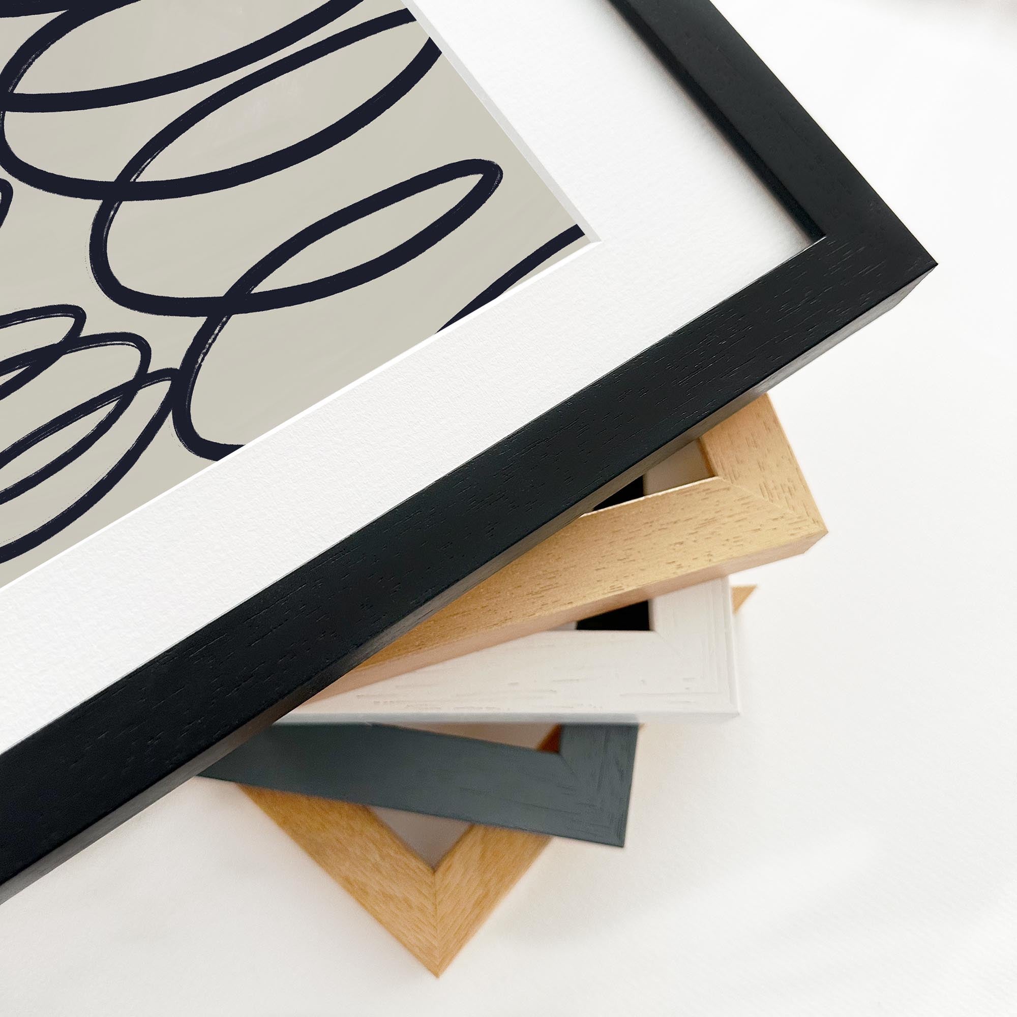 Curved Black Lines Framed Art