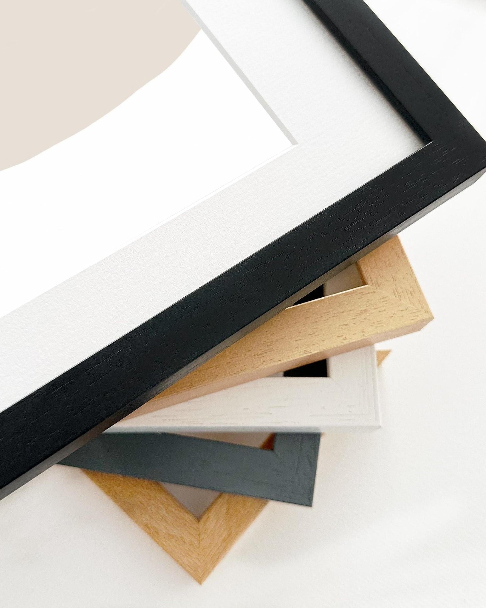 Collection of various photo frames on a white background