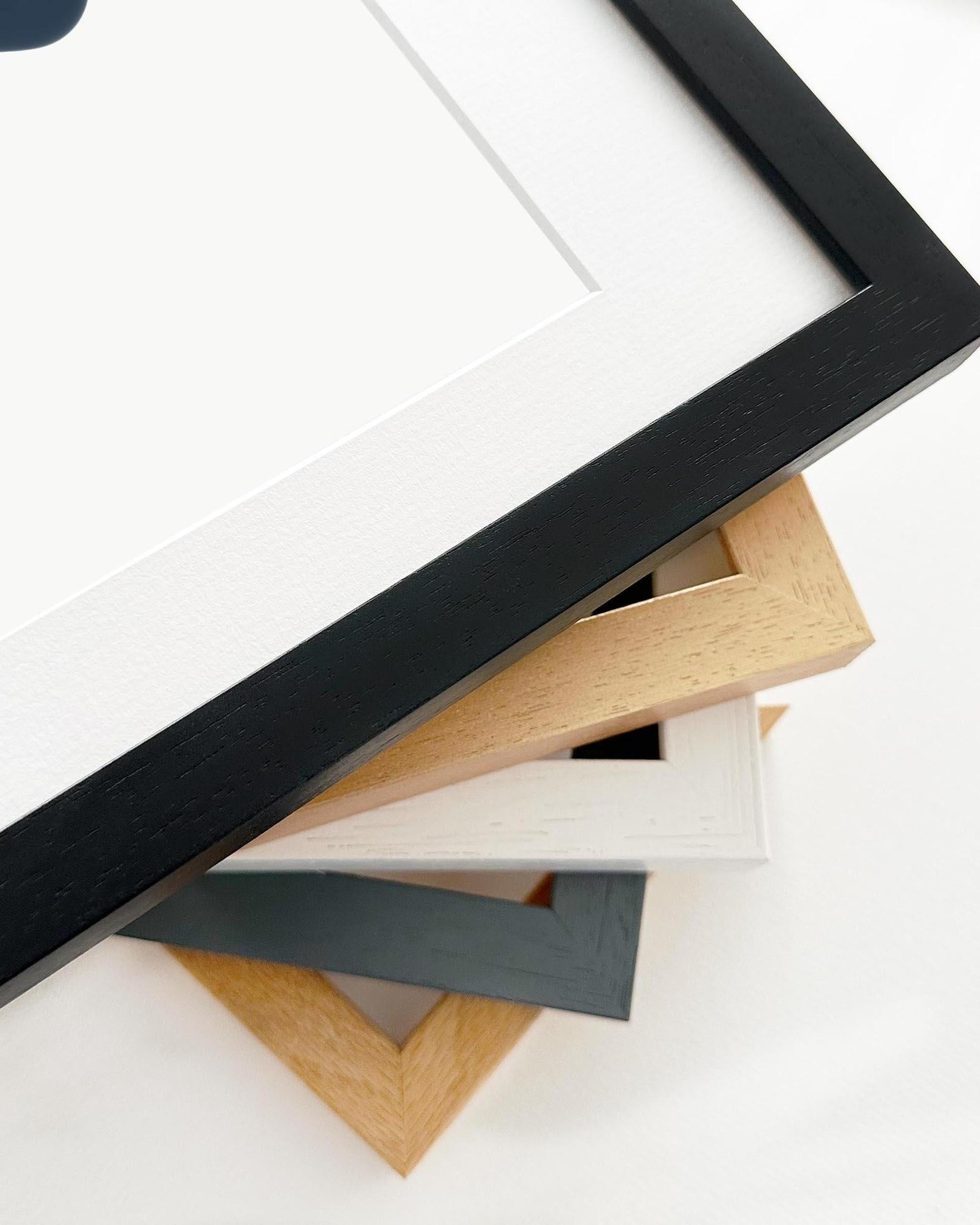 Collection of various photo frames on a white background