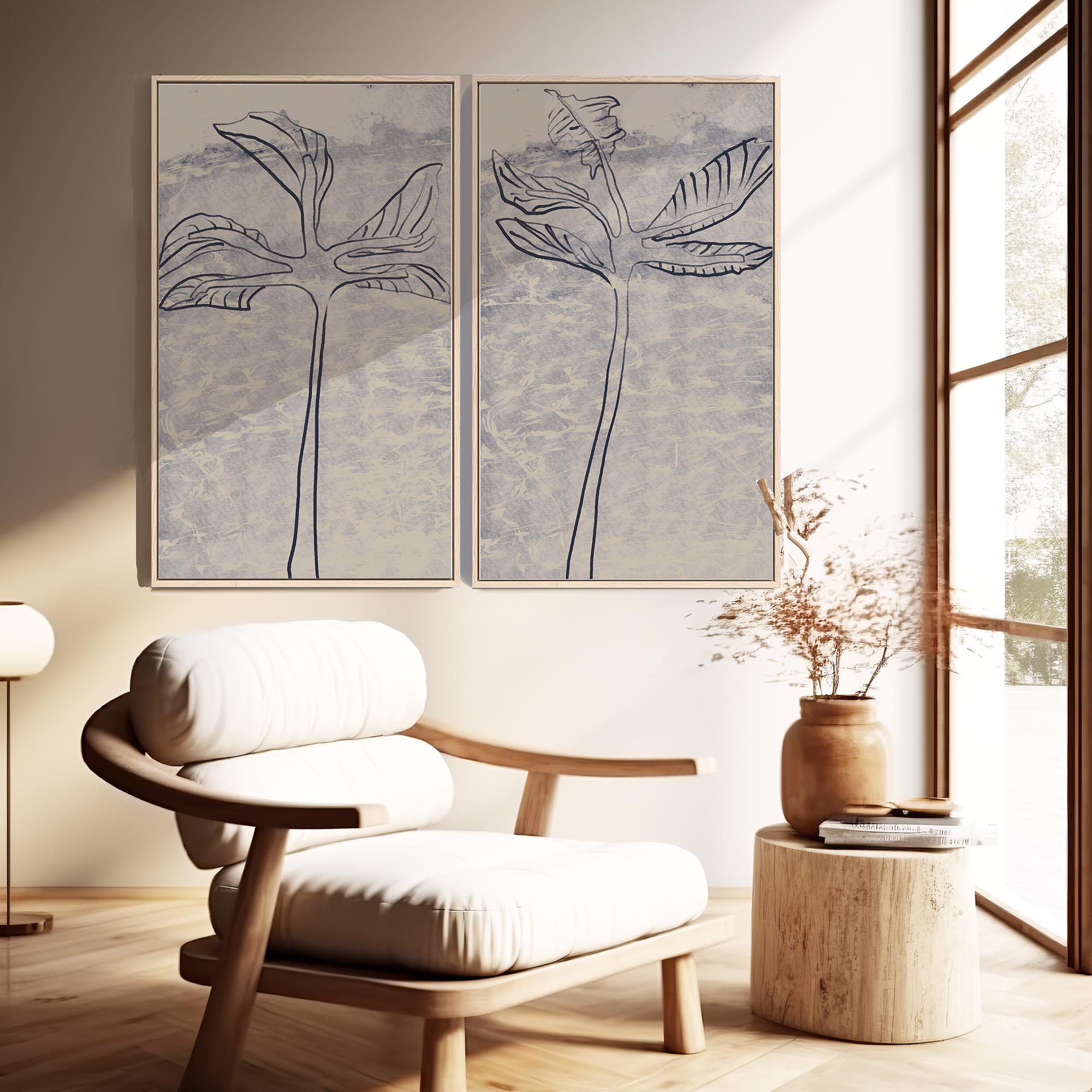 Jungle Palms Framed Canvas Set