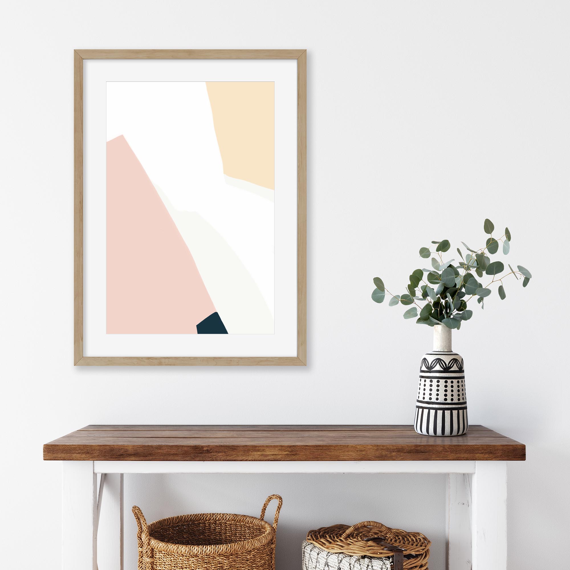 Geometric Peach Shapes Art Print-Abstract House