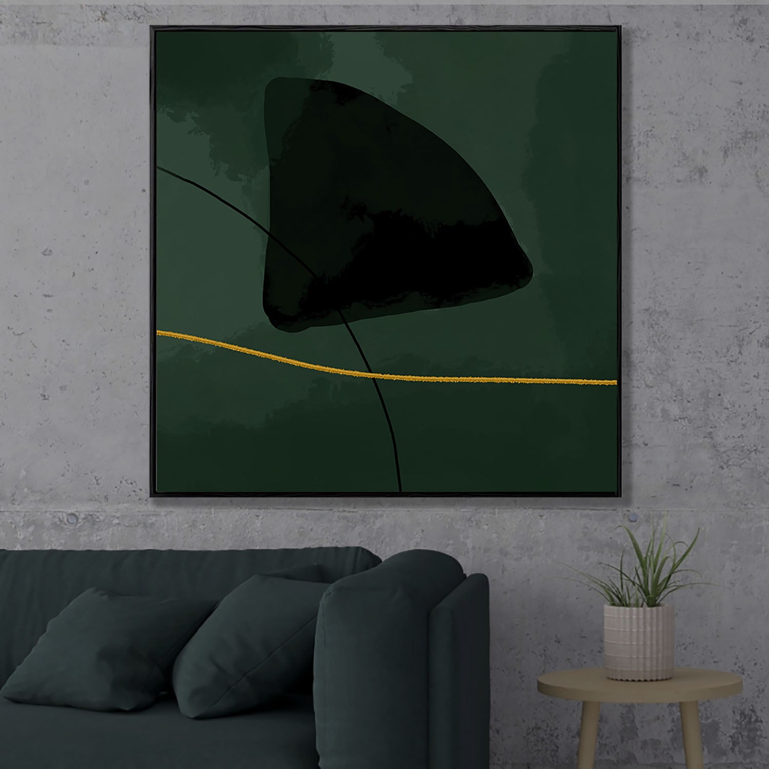 Green Velvet Framed Canvas