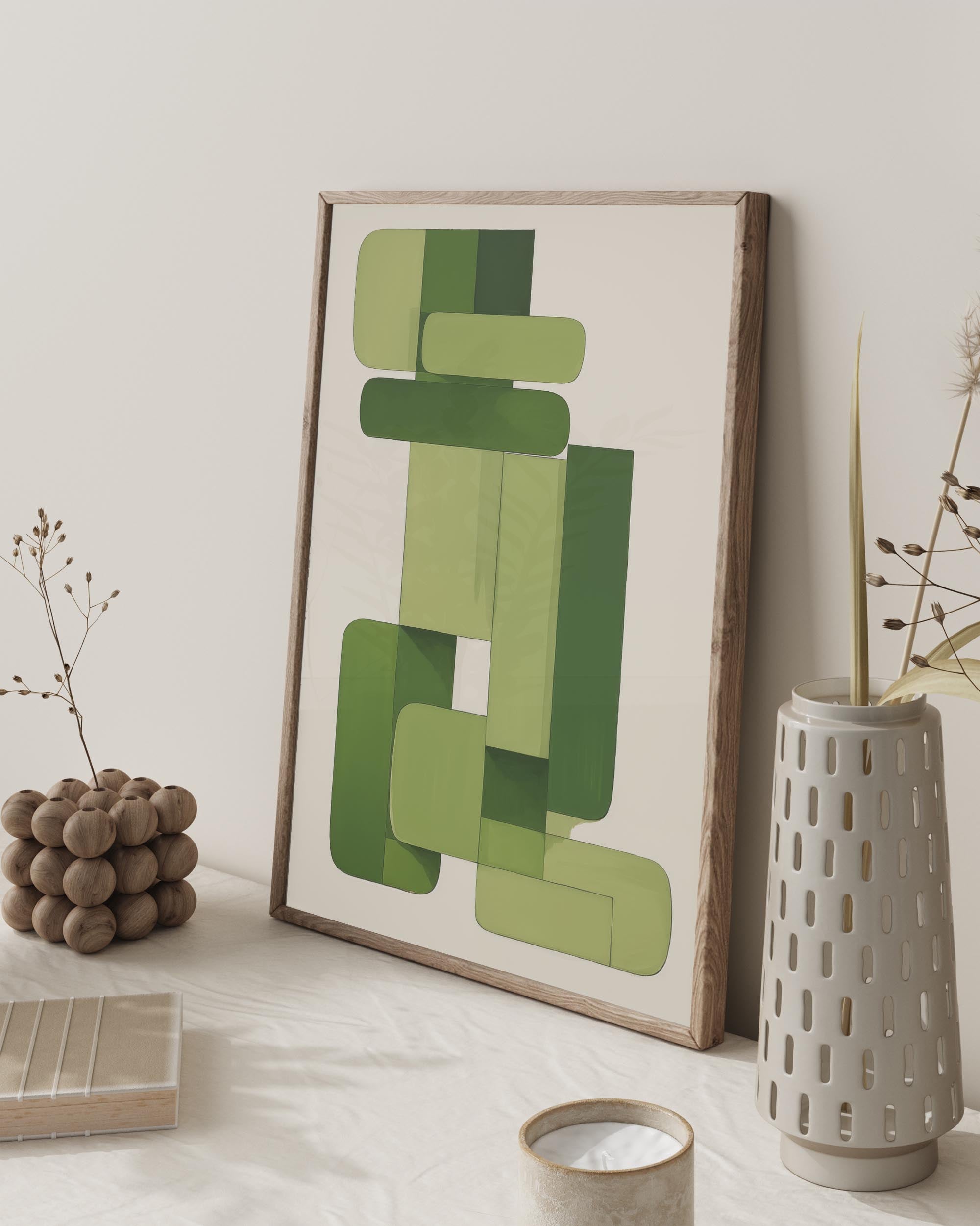 Green Blocks Art Print