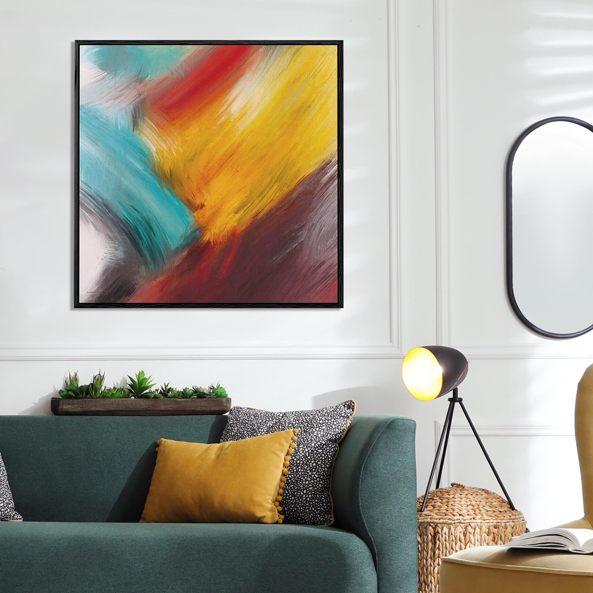 Colour Brush Framed Canvas-Abstract House