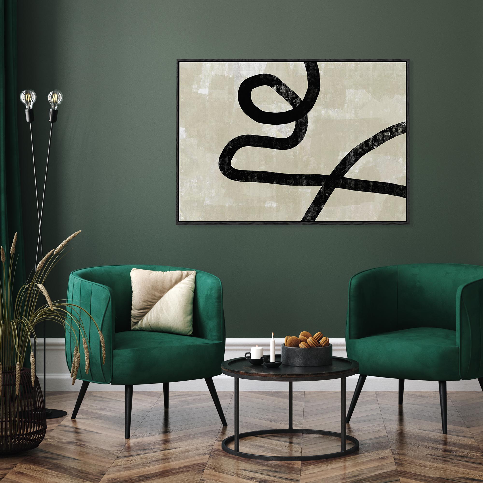 Neutral Curved Abstract Lines Canvas Print-Abstract House