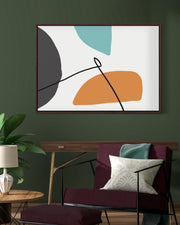 Minimal Bright Shapes Framed Canvas-Abstract House