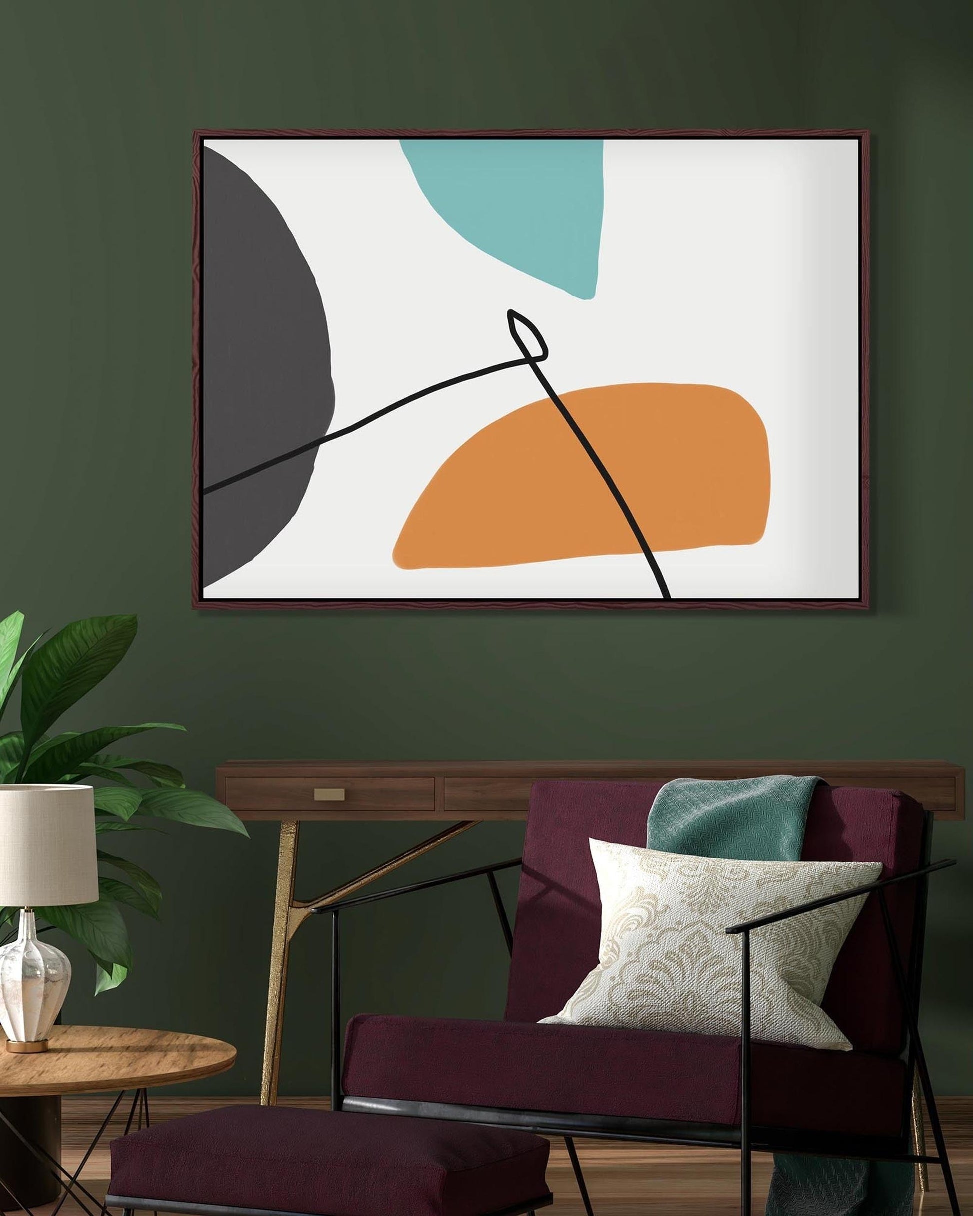 Minimal Bright Shapes Framed Canvas-Abstract House
