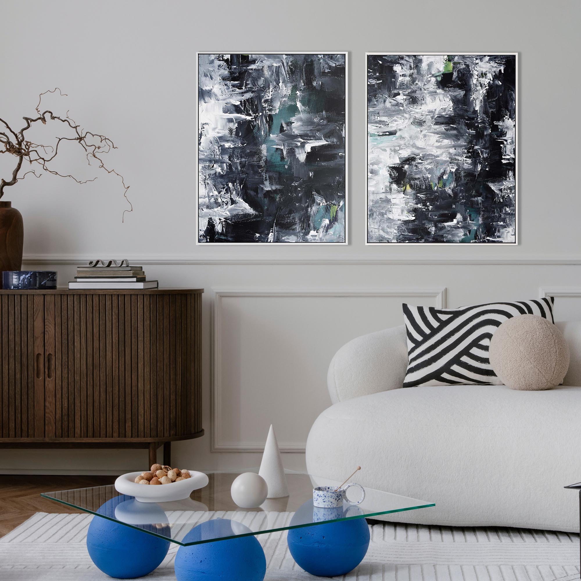Grey Abstract Canvas Set Of 2-Abstract House