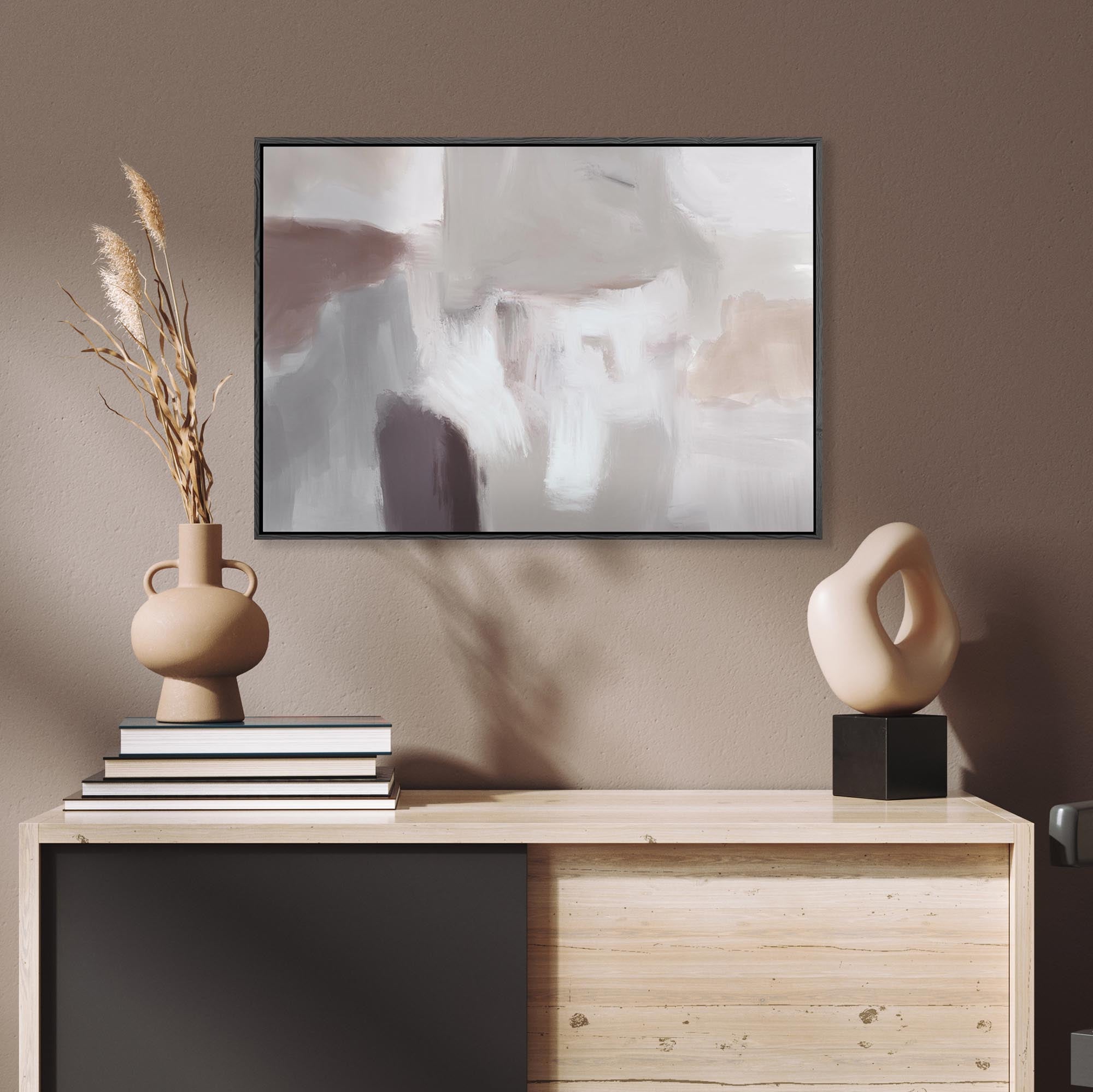 Grey Neutral Abstract Fog Canvas Print-Abstract House