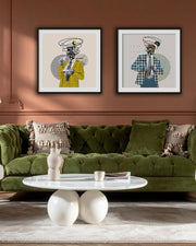 modern illustrative graphic wall art print, eclectic set framed art for living room