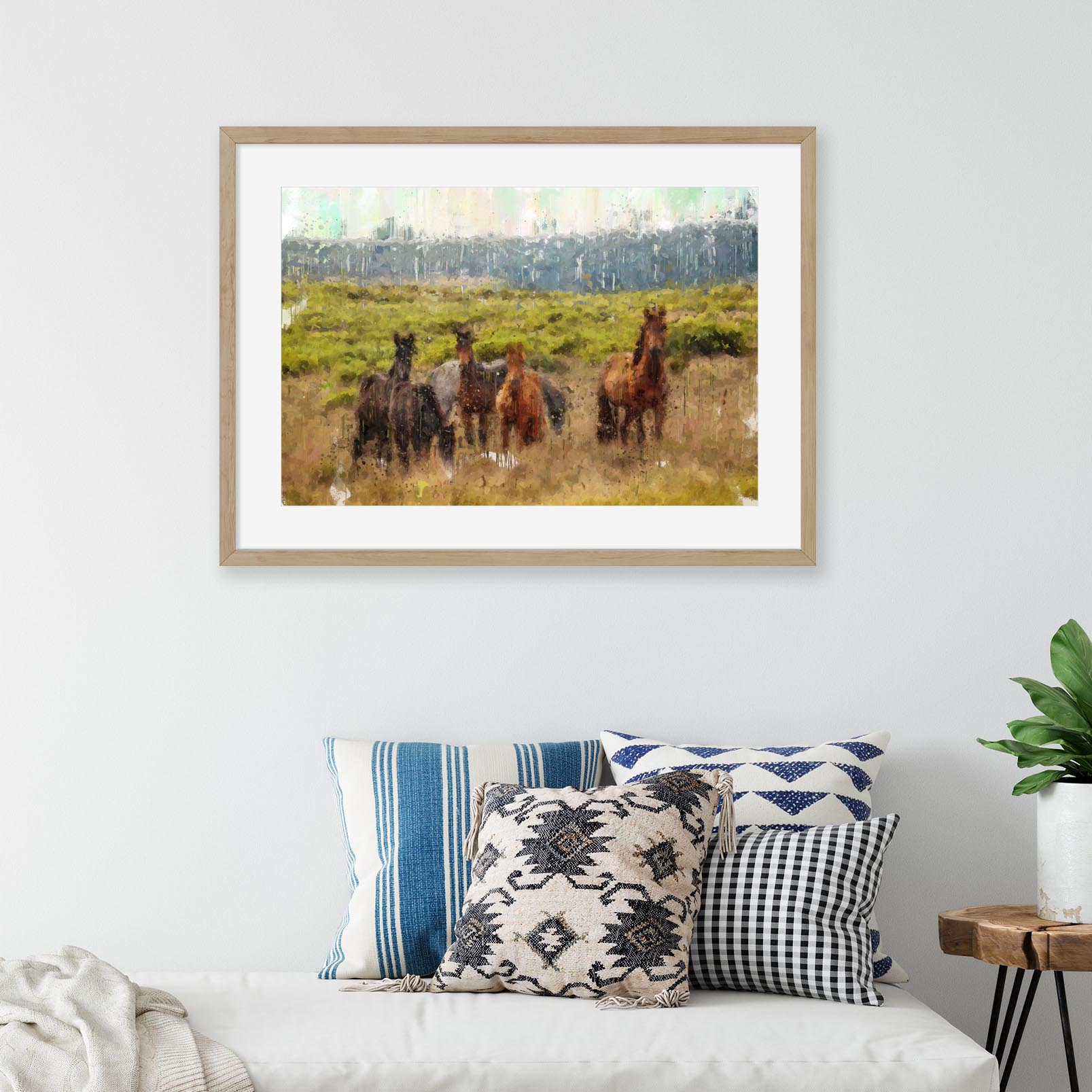 Impressionist Horses In A Field Art Print