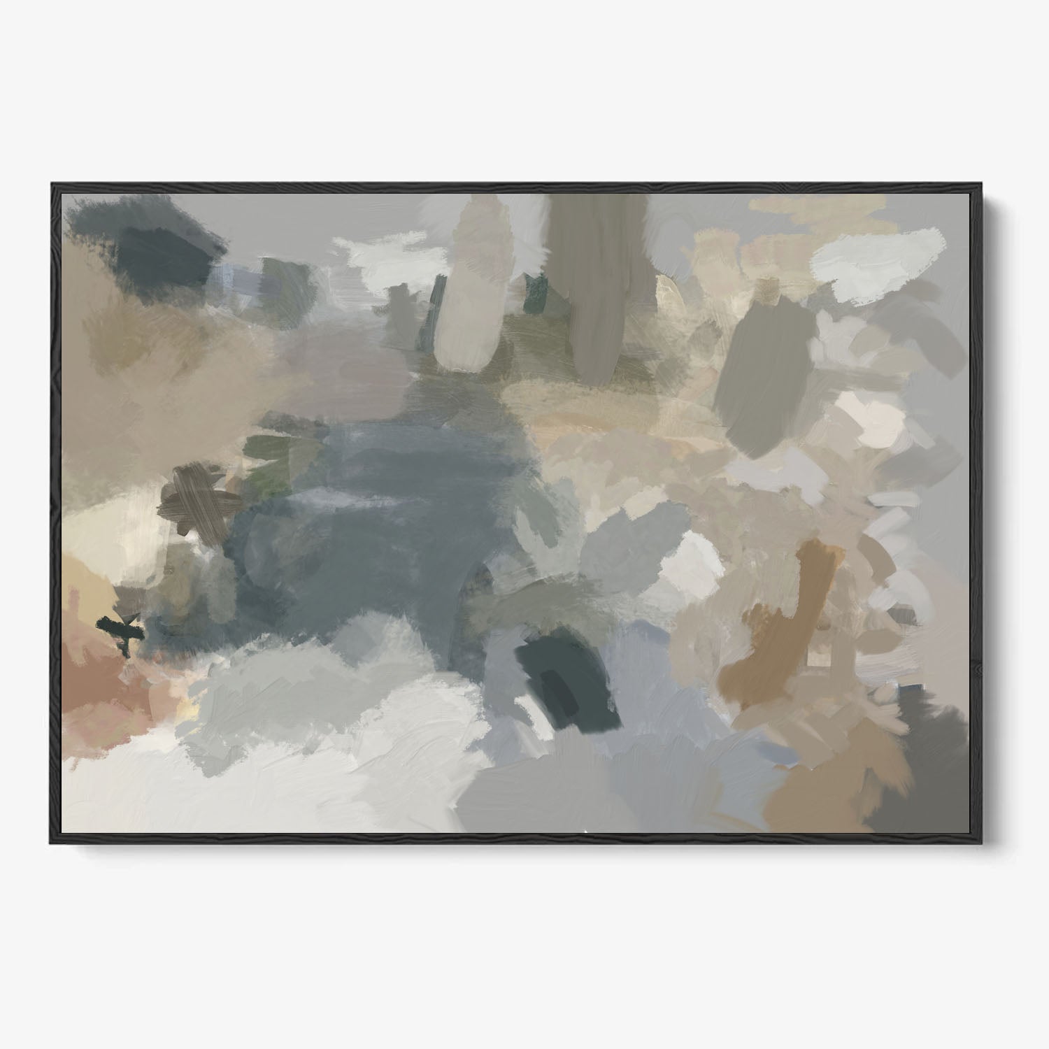 Impressionist Neutral Mood Framed Canvas-framed-Canvas Prints-Abstract House