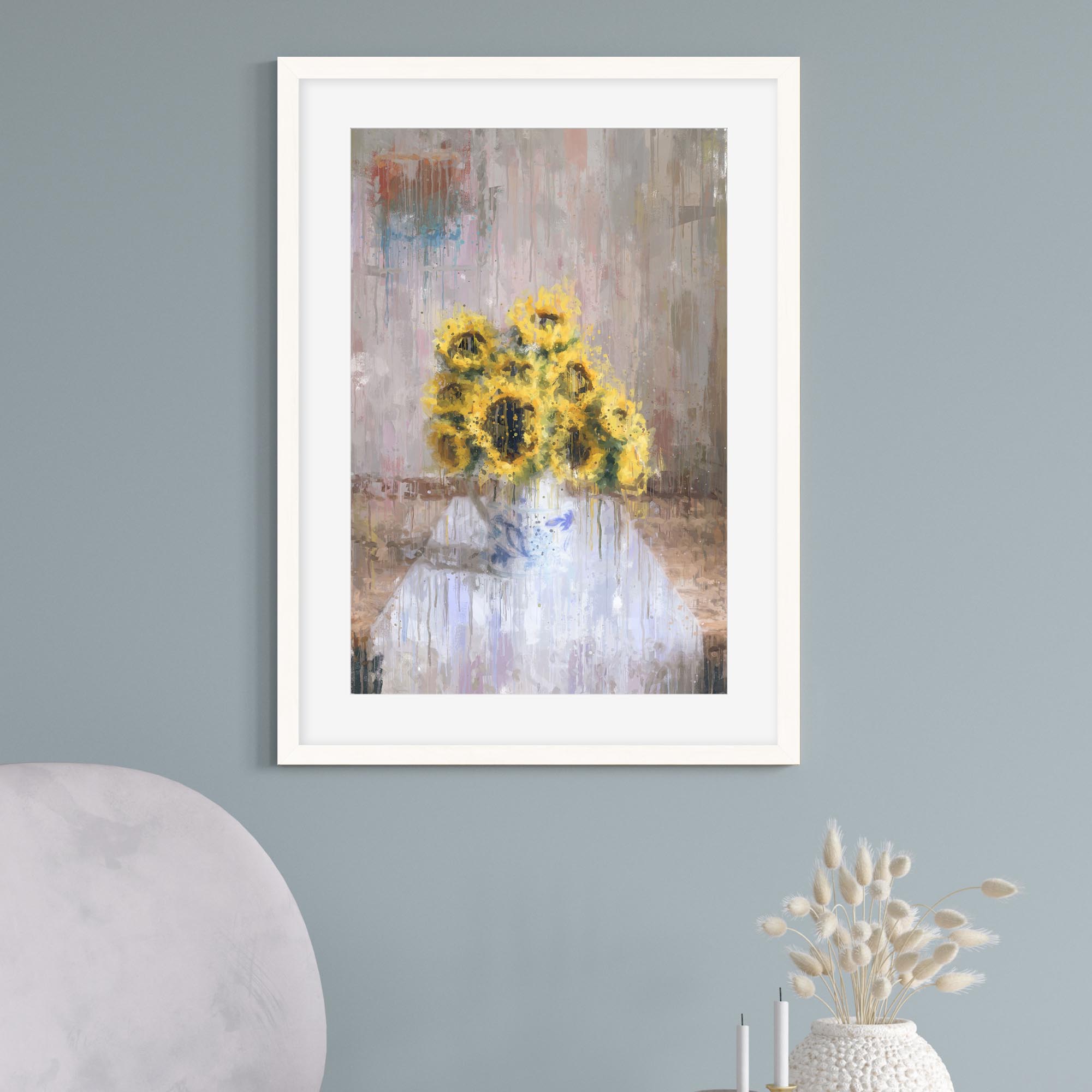 Impressionist Sunflowers In A Vase Art Print