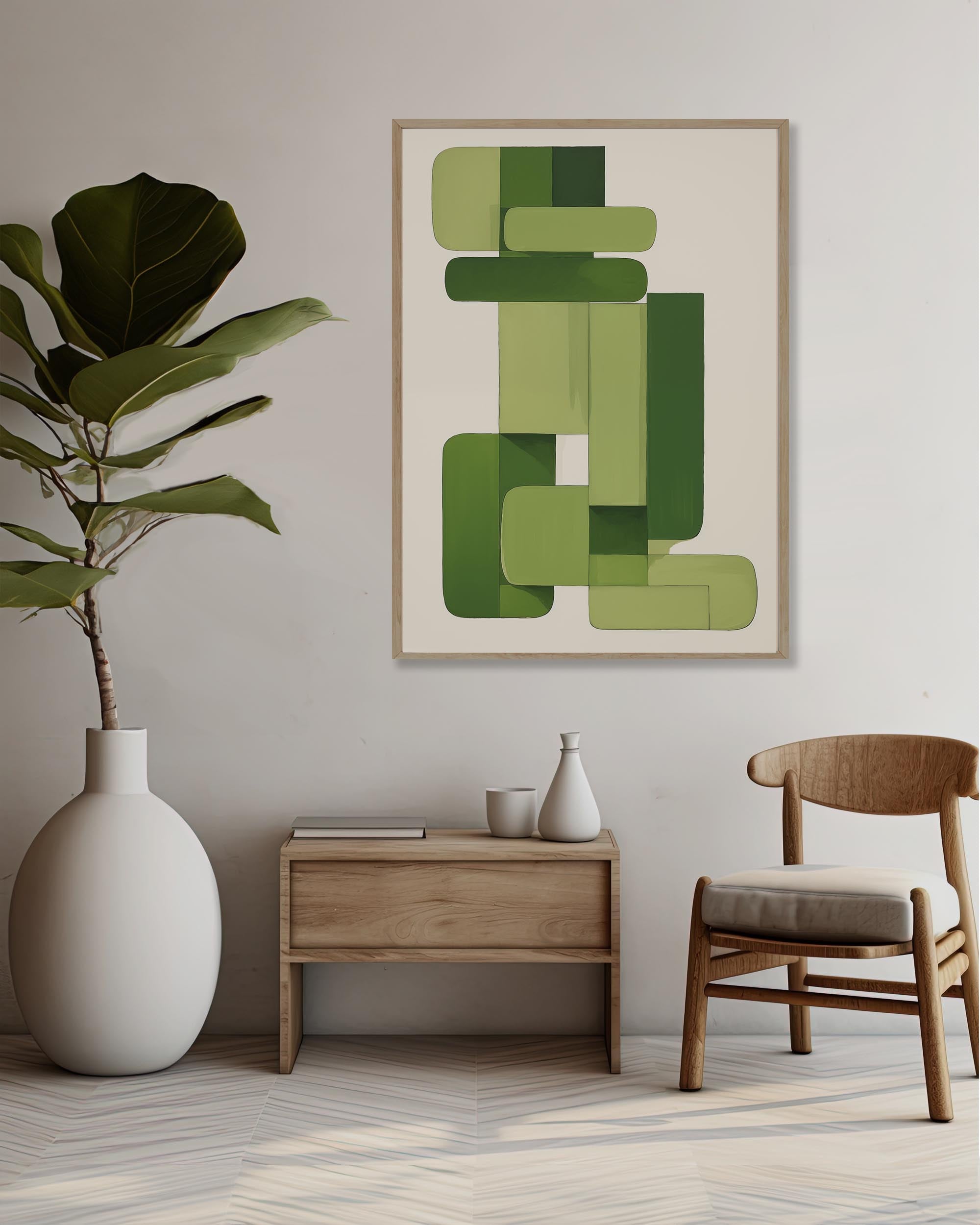 Green Blocks Art Print