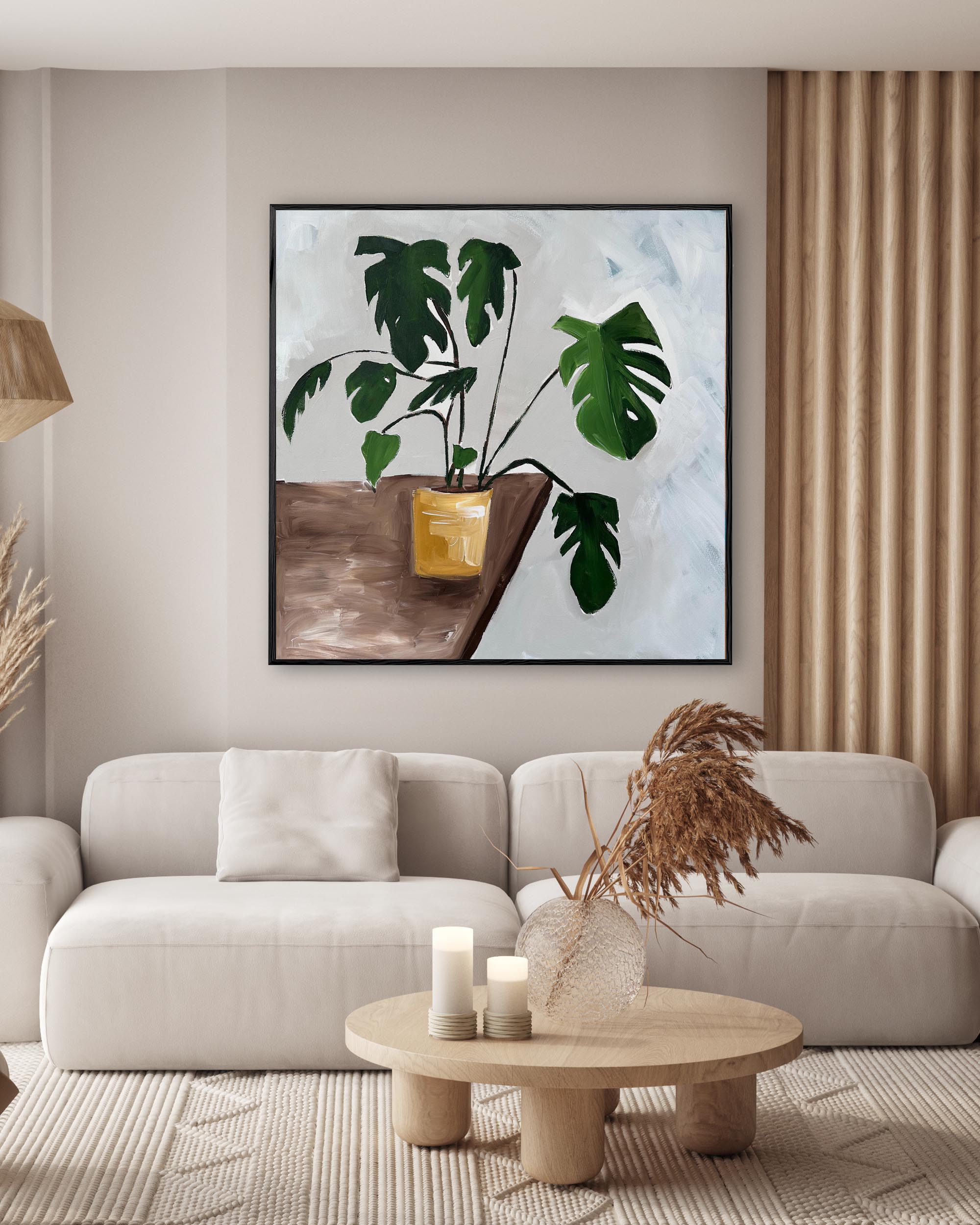 Monstera Study In Yellow Pot - Original Painting