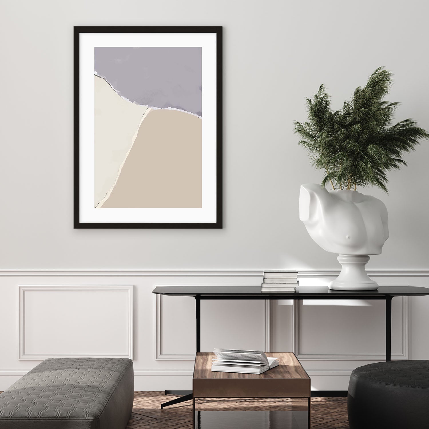 Lavender and Neutral Abstract Shapes Art Print-Abstract House