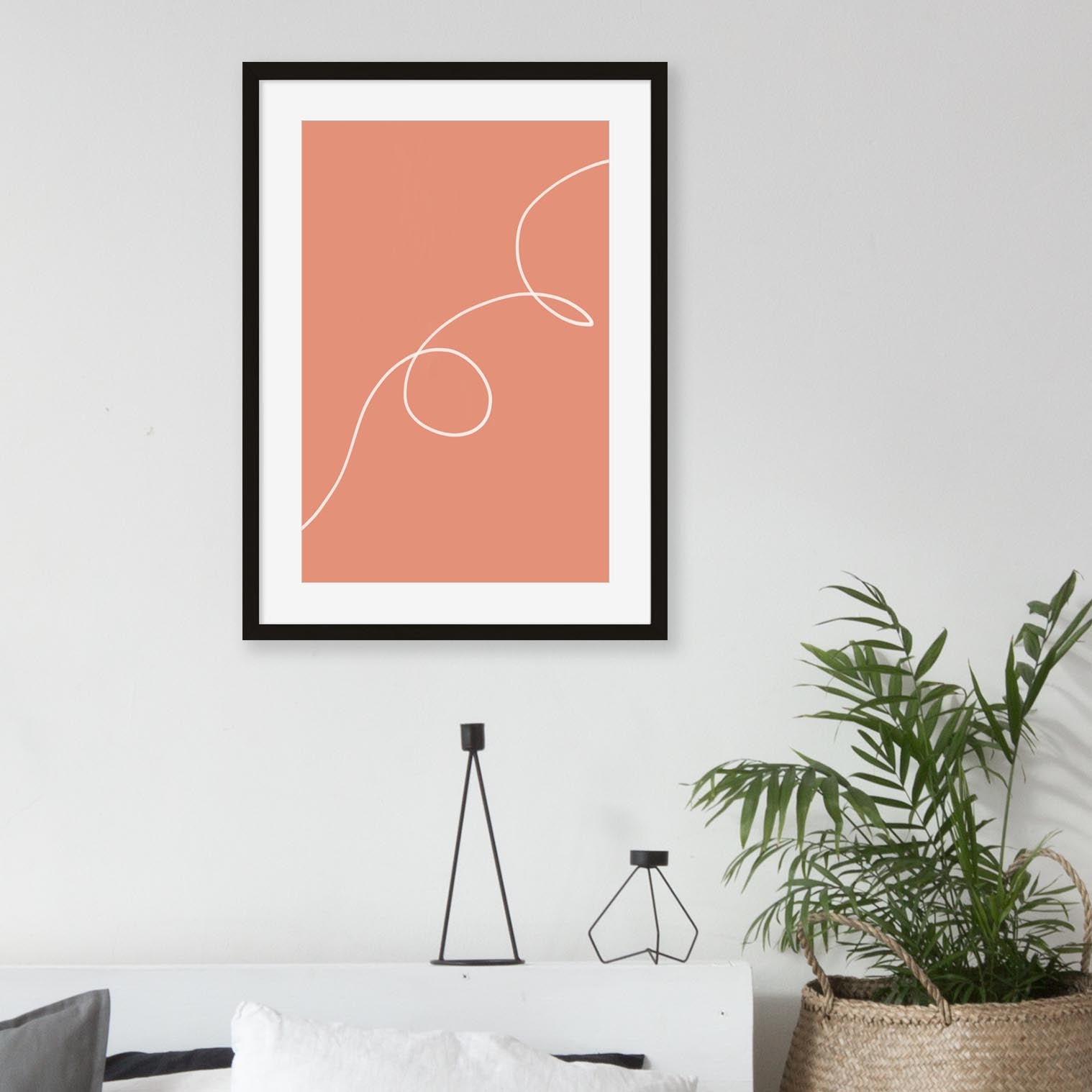 Line On Orange Art Print-Abstract House