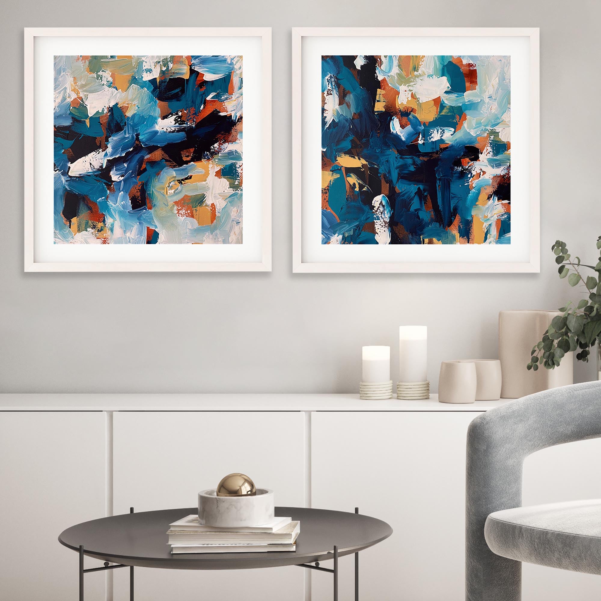 Midnight Blue Abstract - Print Set Of 2-Abstract House