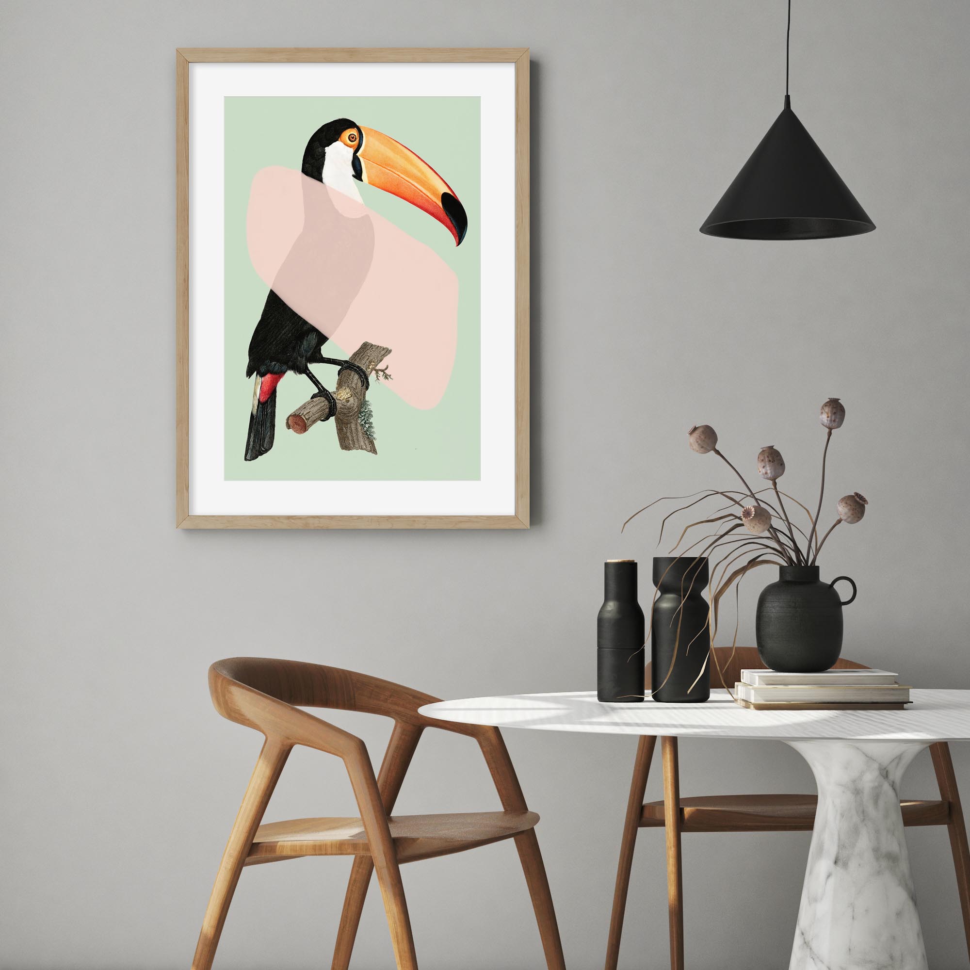 Mint Toucan In Blush Pop Art Print-Abstract House