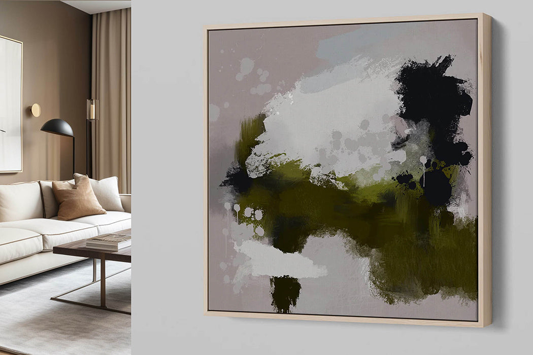Abstract painting in a modern living room setting