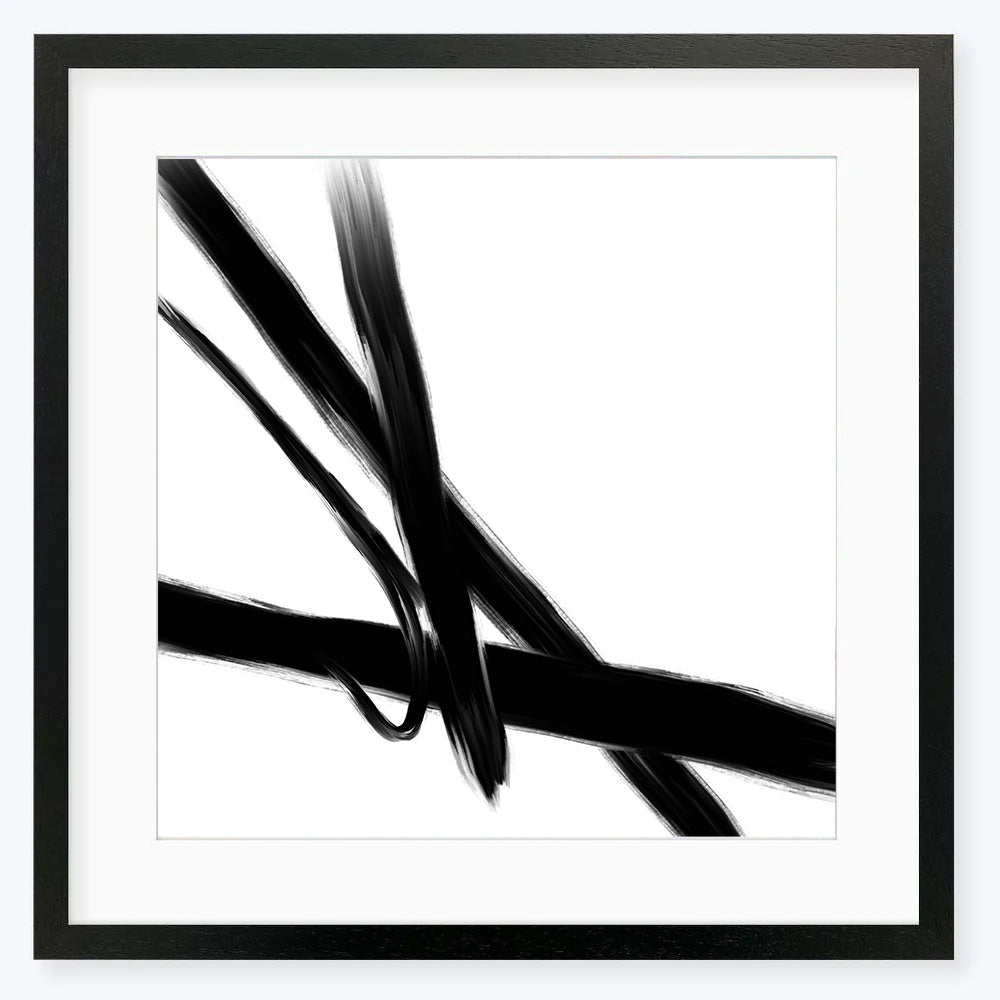 Black Brush Strokes Framed Art Print