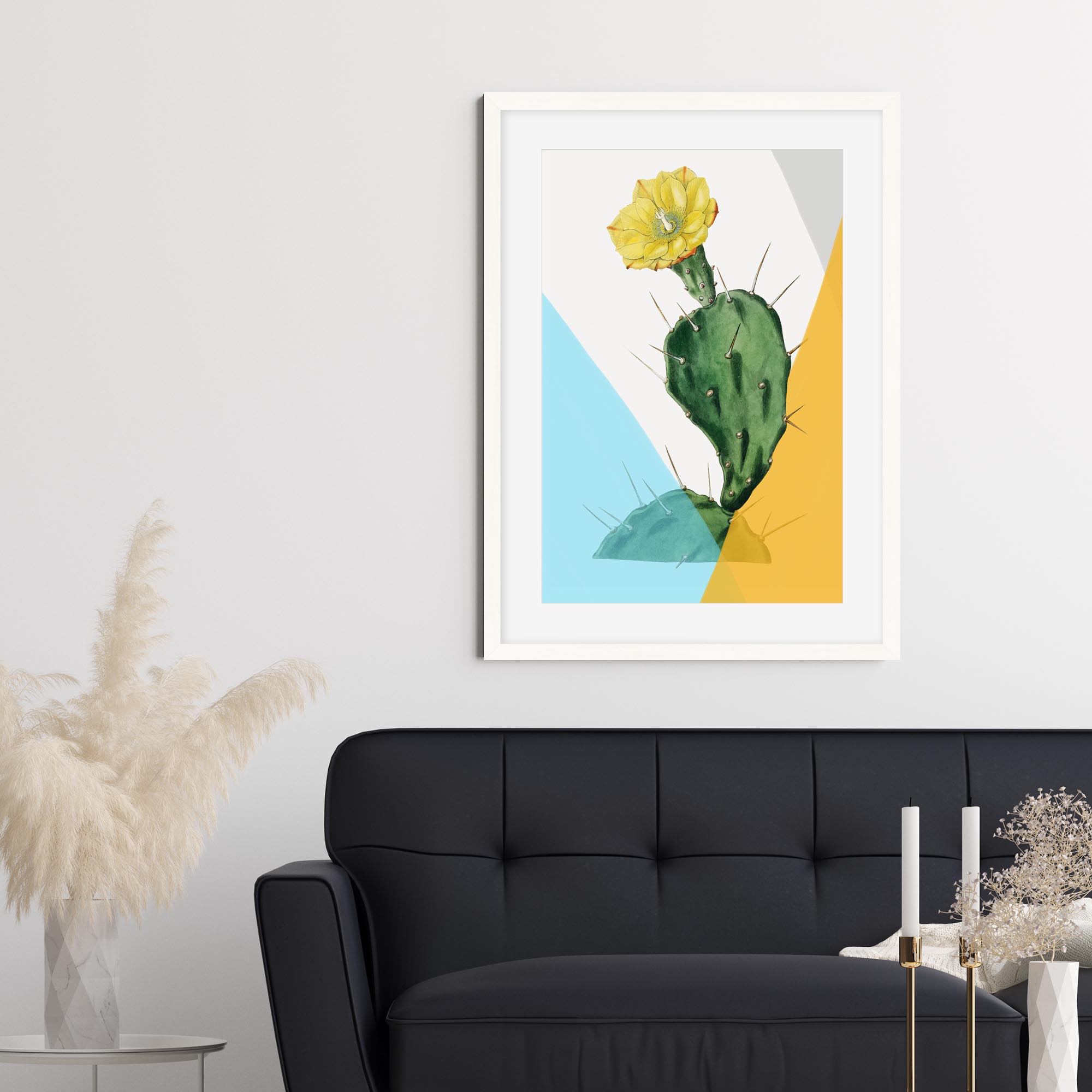 Modern Blooming Cactus Art Print-Abstract House