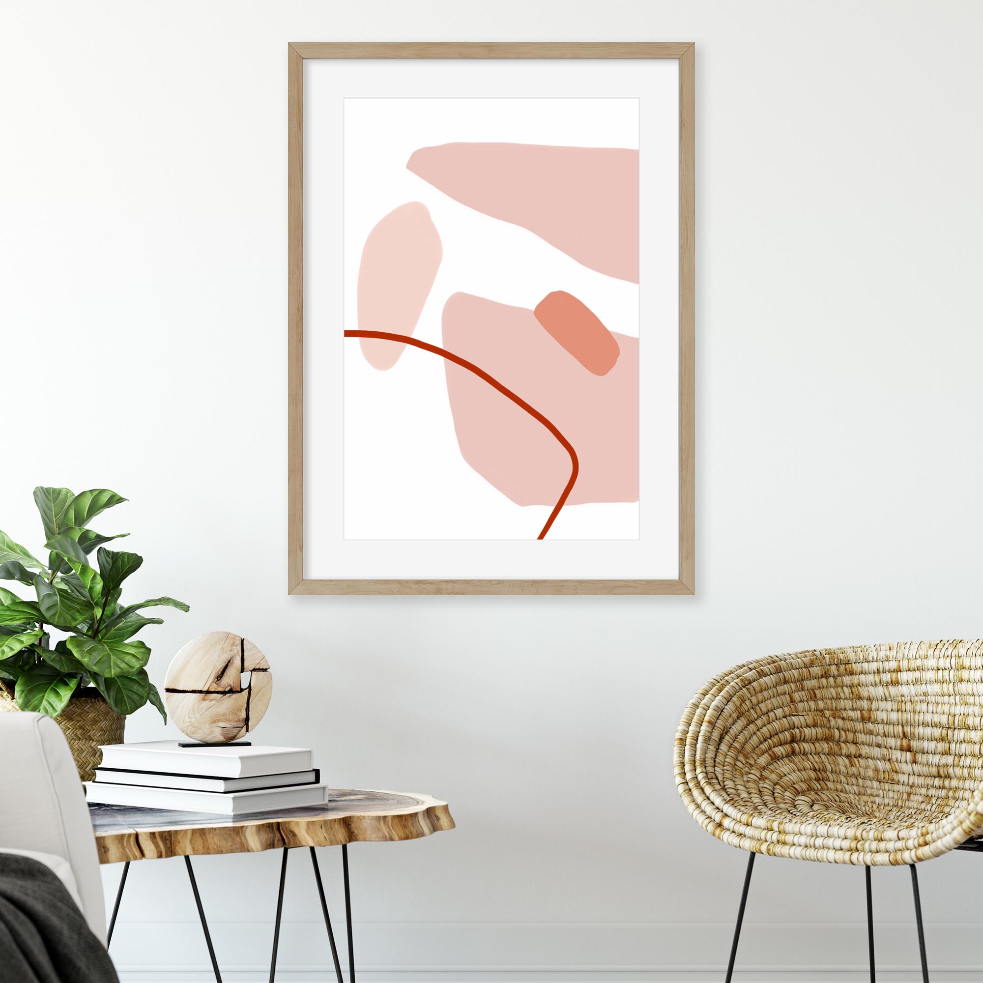 Modern Blush Strokes Art Print-Abstract House