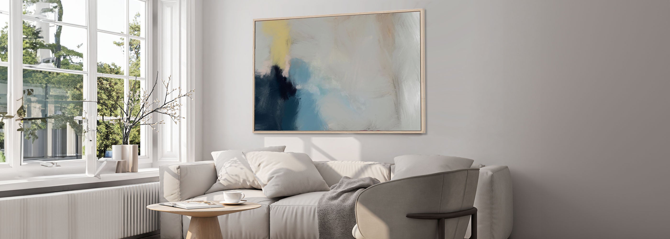 Modern Large canvas wall art print in neutral living room Scandinavian home decor