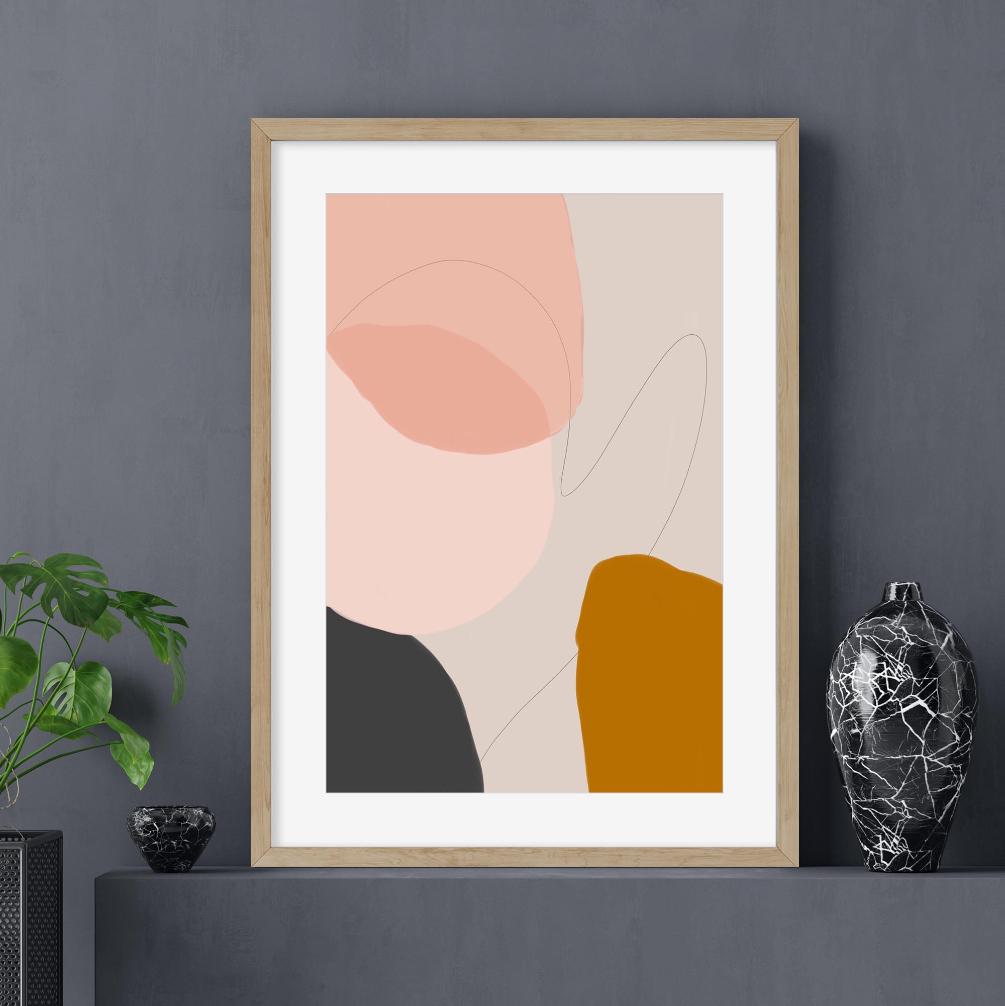 Modern Blush Abstract Art Print-Abstract House