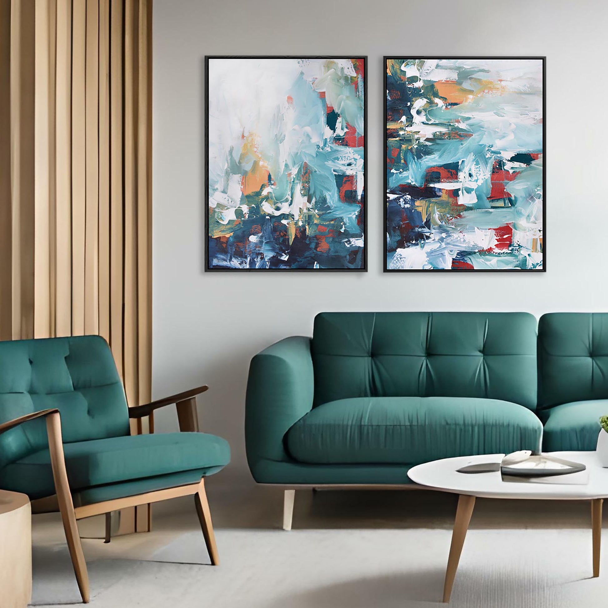 Modern Abstract Ripple Canvas Set Of 2-Abstract House