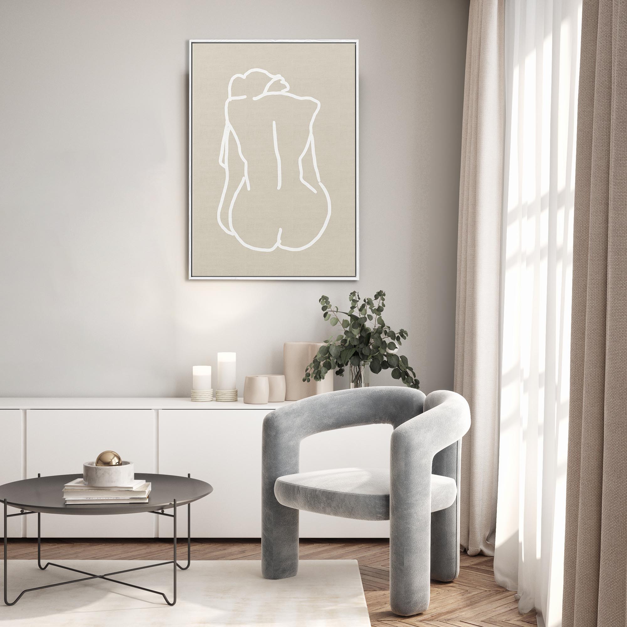 Nude Back Female Framed Canvas-Abstract House