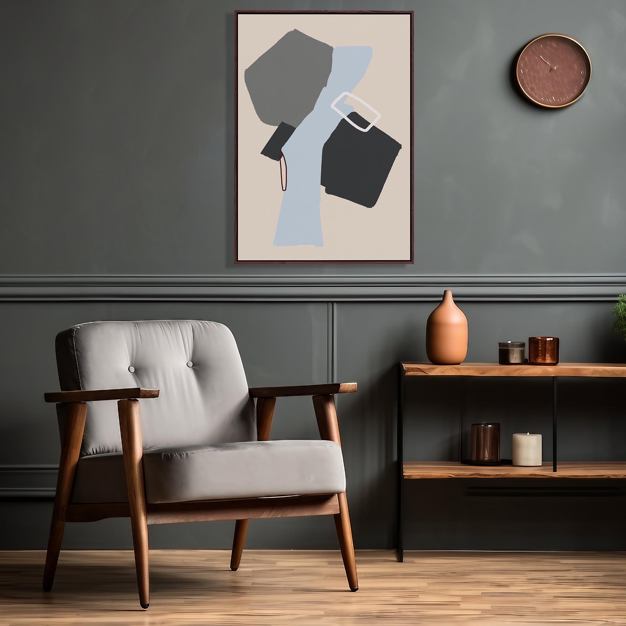 Neutral Geo Shapes Framed Canvas