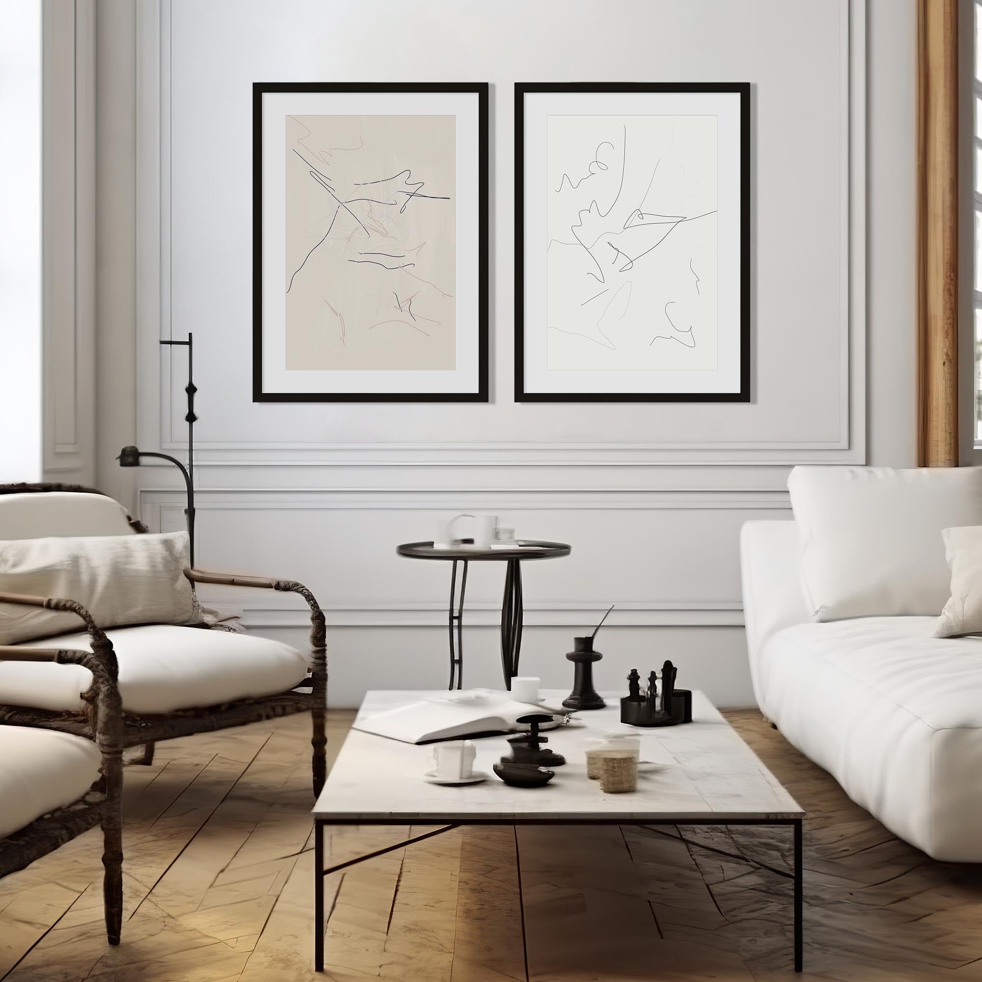 Modern Neutral Line Art - Print Set Of 2-Abstract House