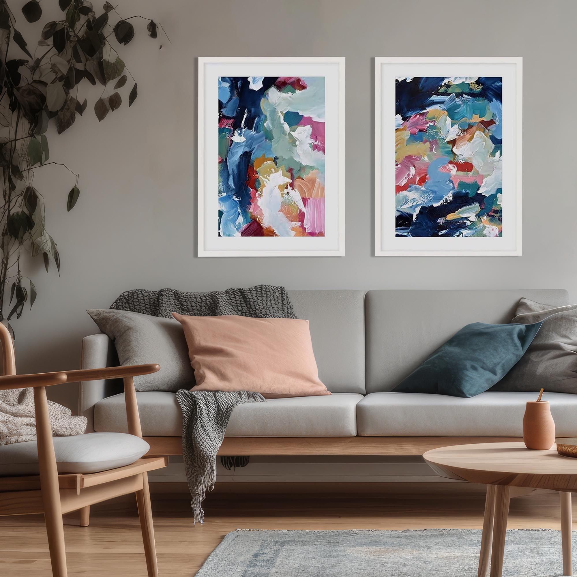 Modern Vibrant Abstract Seascape - Print Set Of 2-Abstract House