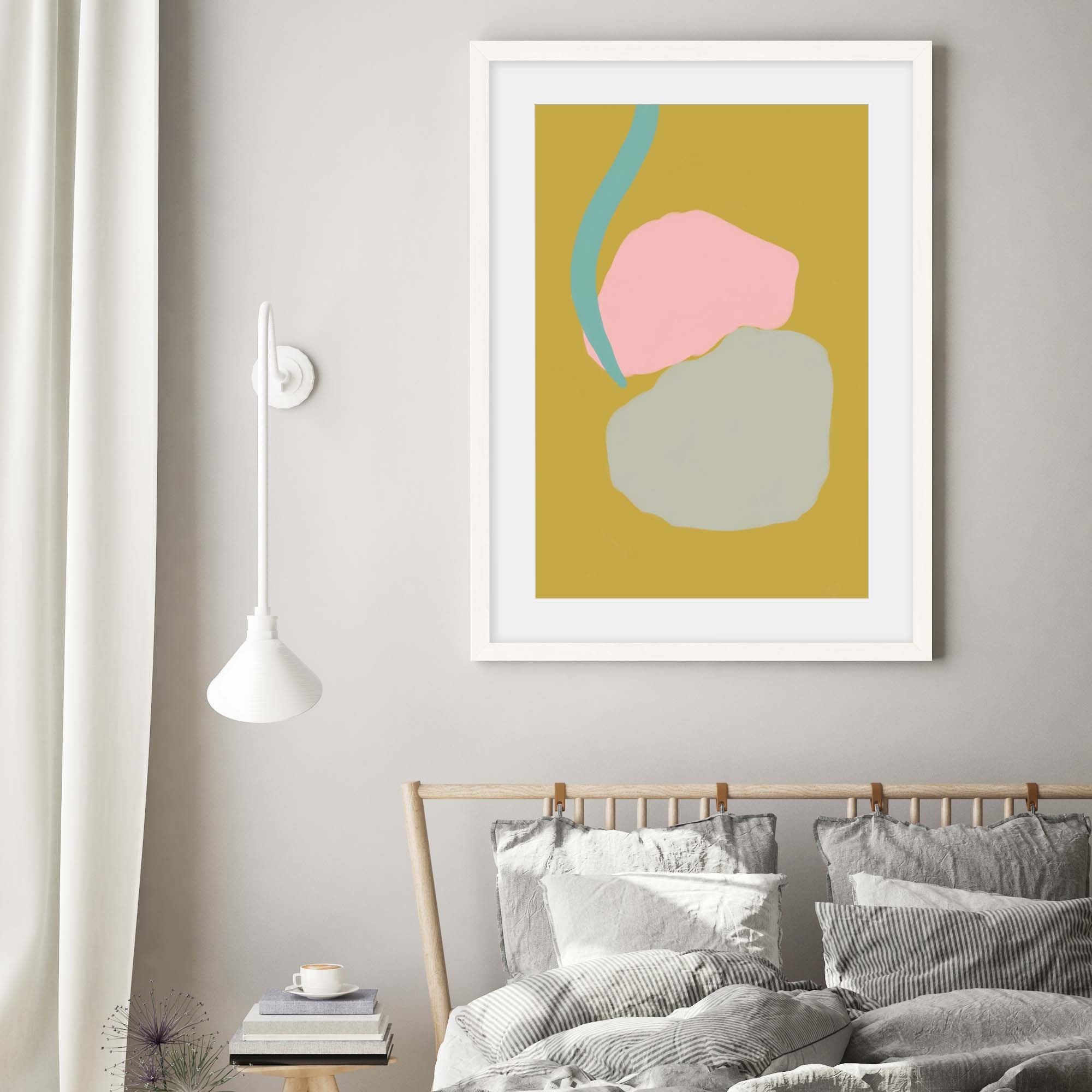 Mustard Abstract Shapes Art Print-Abstract House