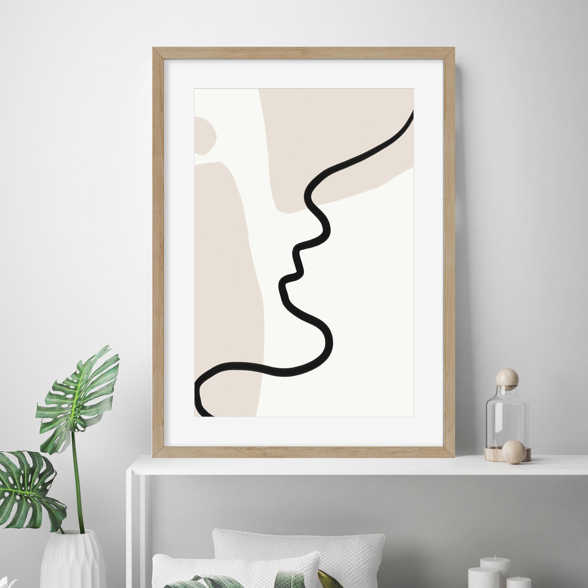 Neutral Figurative Lines Art Print-Abstract House
