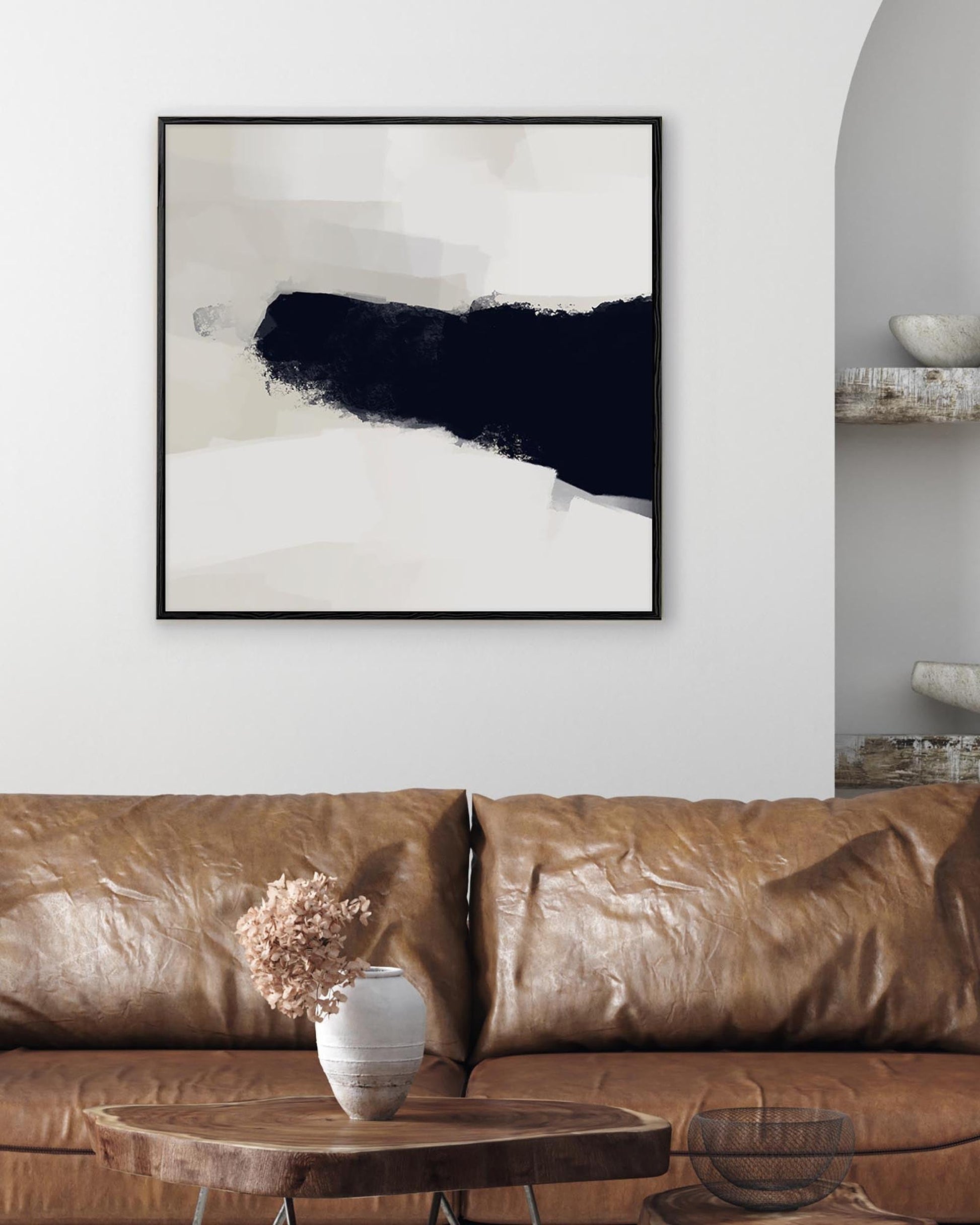 Neutral Haze Framed Canvas-Abstract House