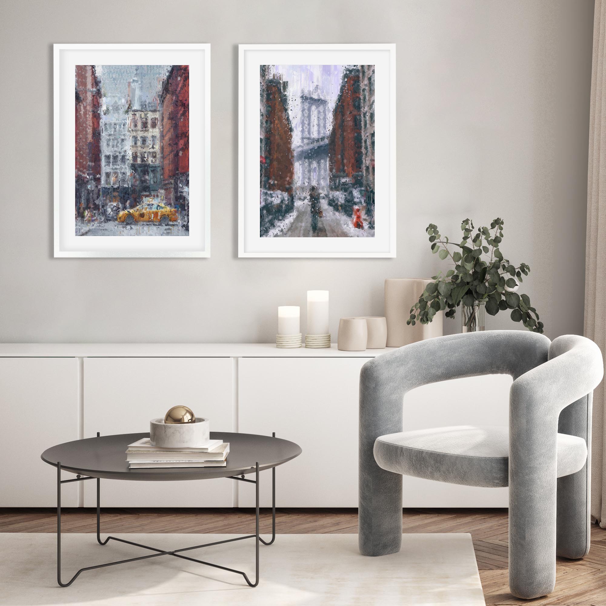 New York City Impressionist - Print Set Of 2-Abstract House