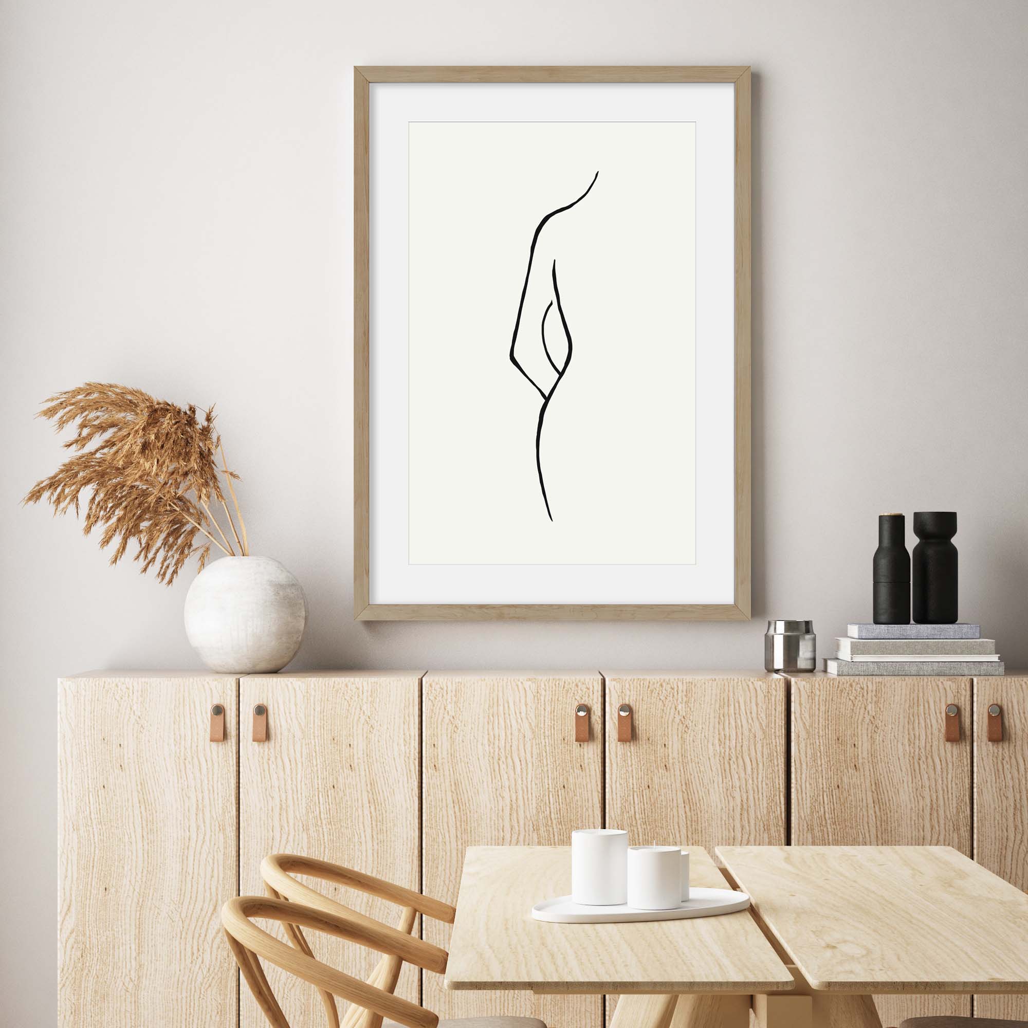 Nude Back Line Art Print-Abstract House