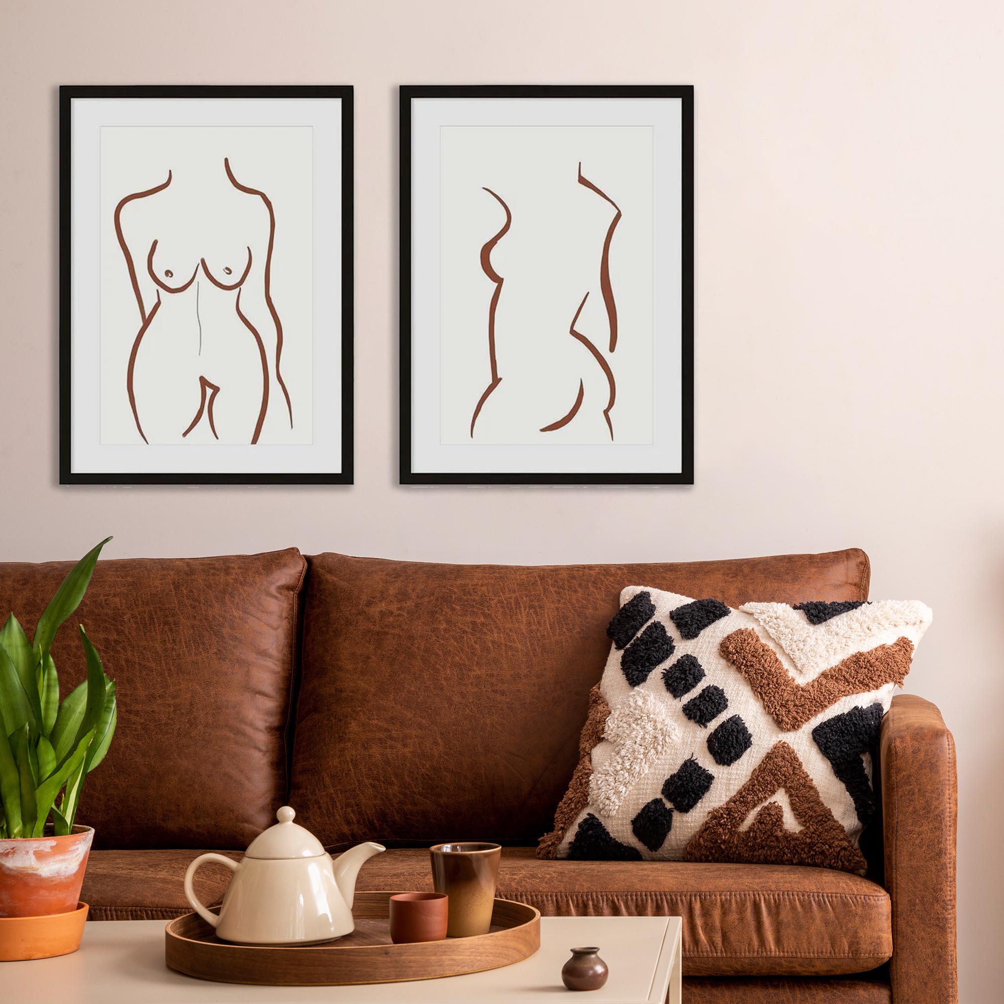 Nude Drawing - Print Set Of 2-Abstract House