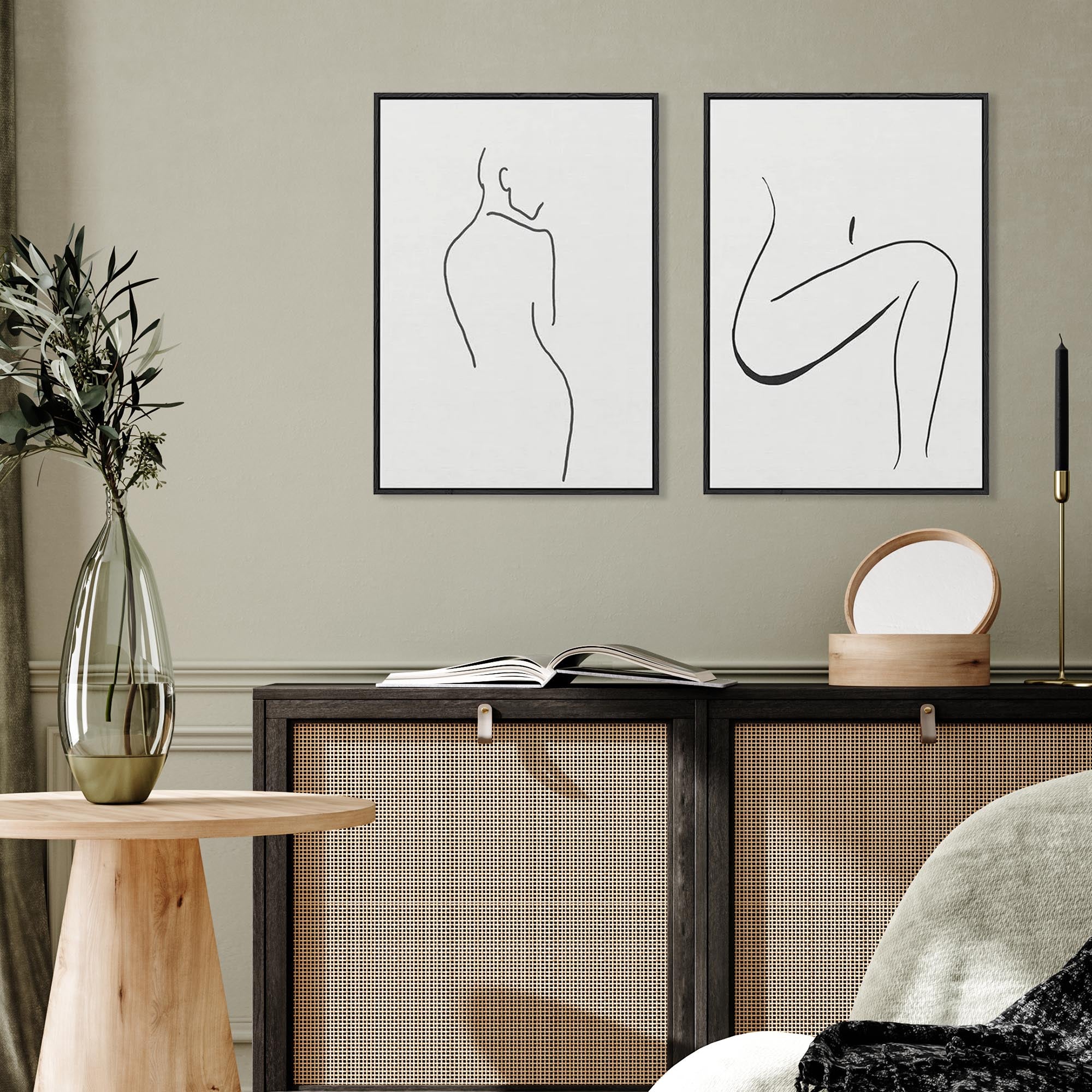 Nude Ink Canvas Set Of 2-Abstract House