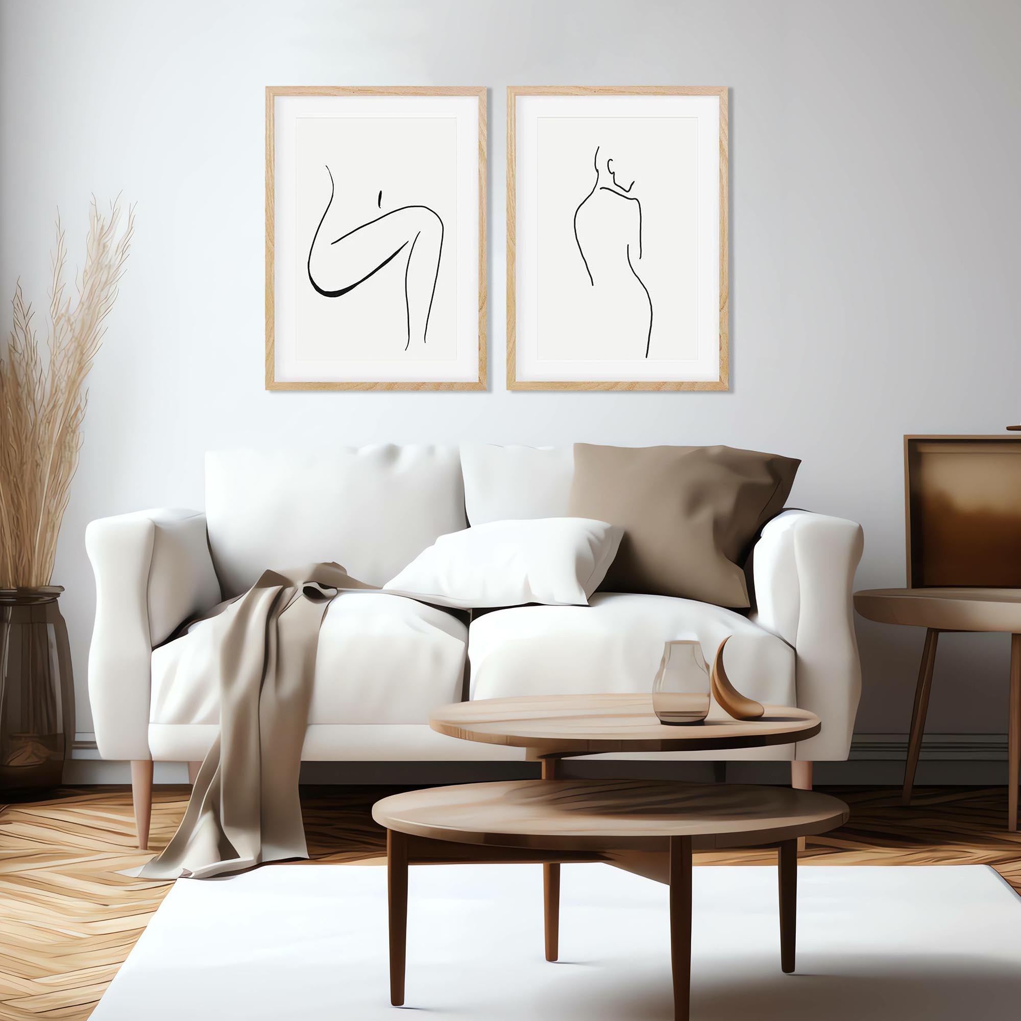 Nude Ink Drawing - Print Set Of 2-Abstract House